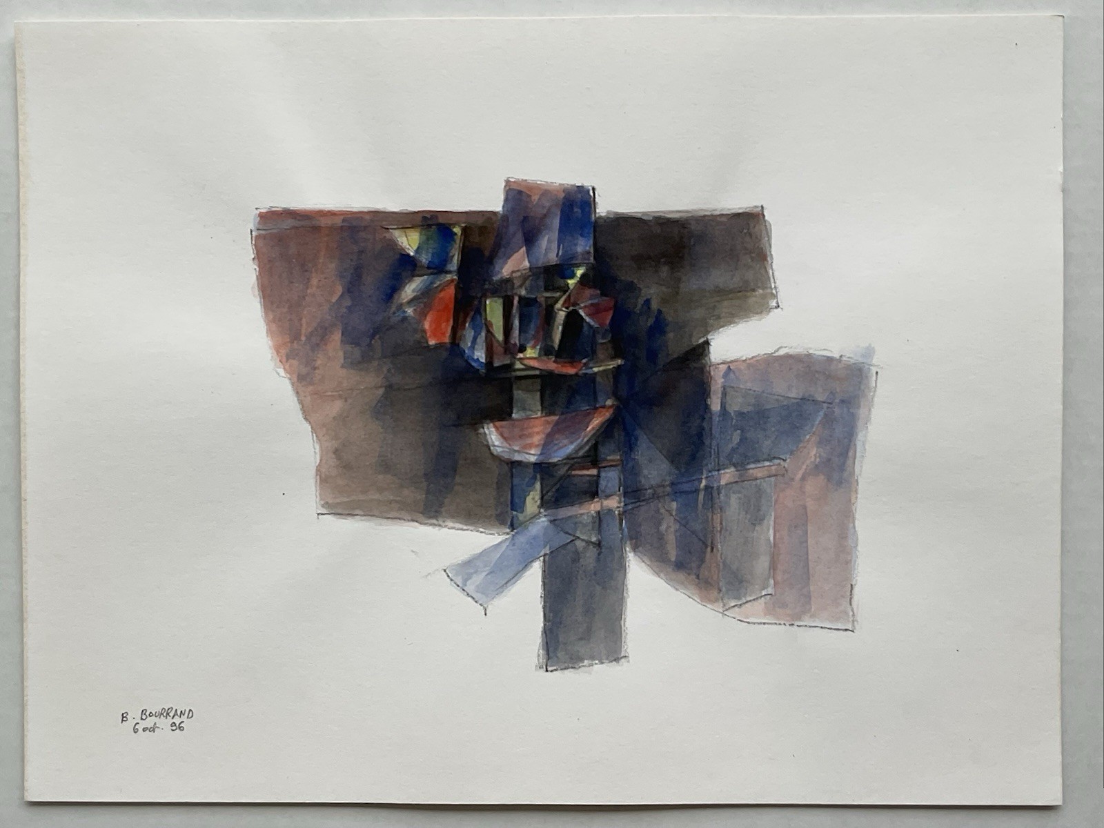 Original Cubist Abstract Watercolor Painting Modernist Geometric Art Paper Original Cubist Abstract Watercolor Painting Modernist Geometric Art Paper