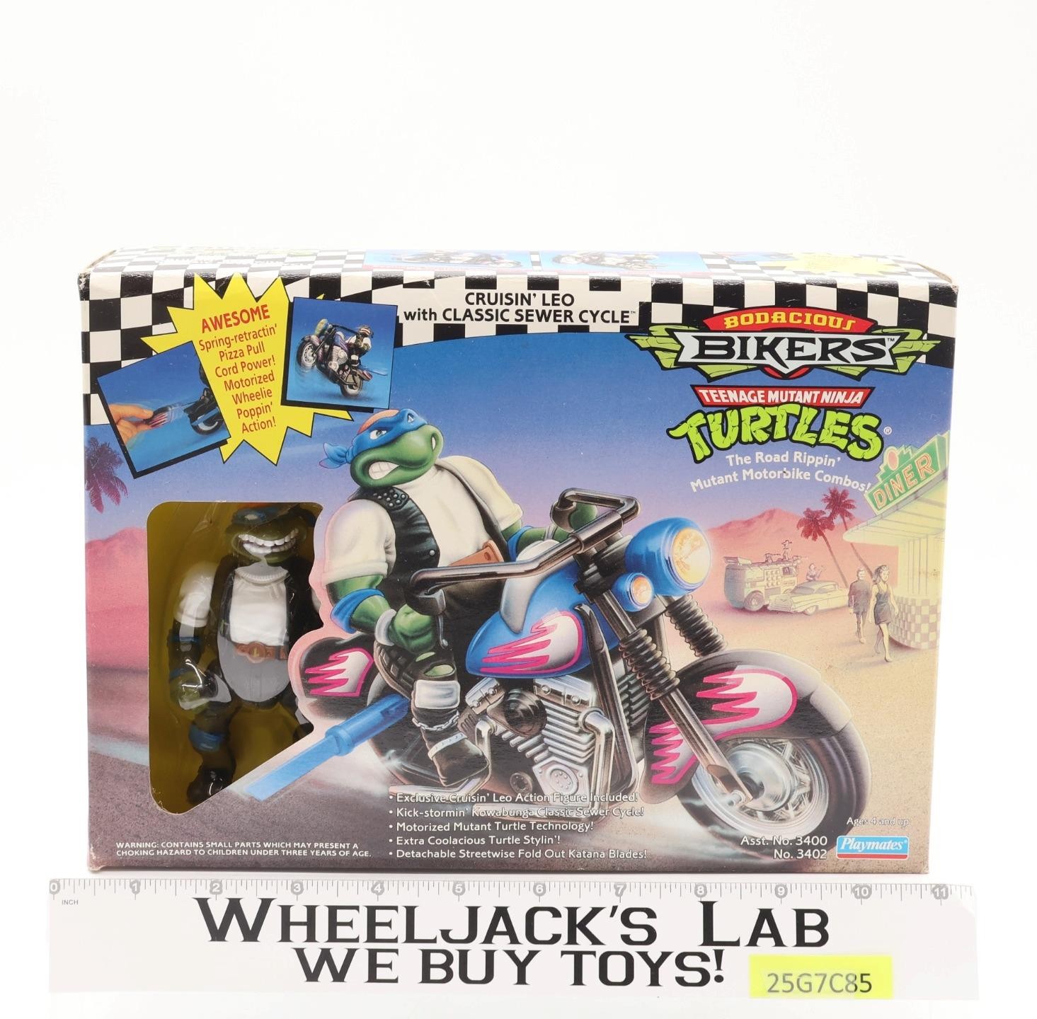 Cruisin\' Leo W/ Classic Sewer Cycle TMNT Bodacious Bikers Playmates NEW SEALED
