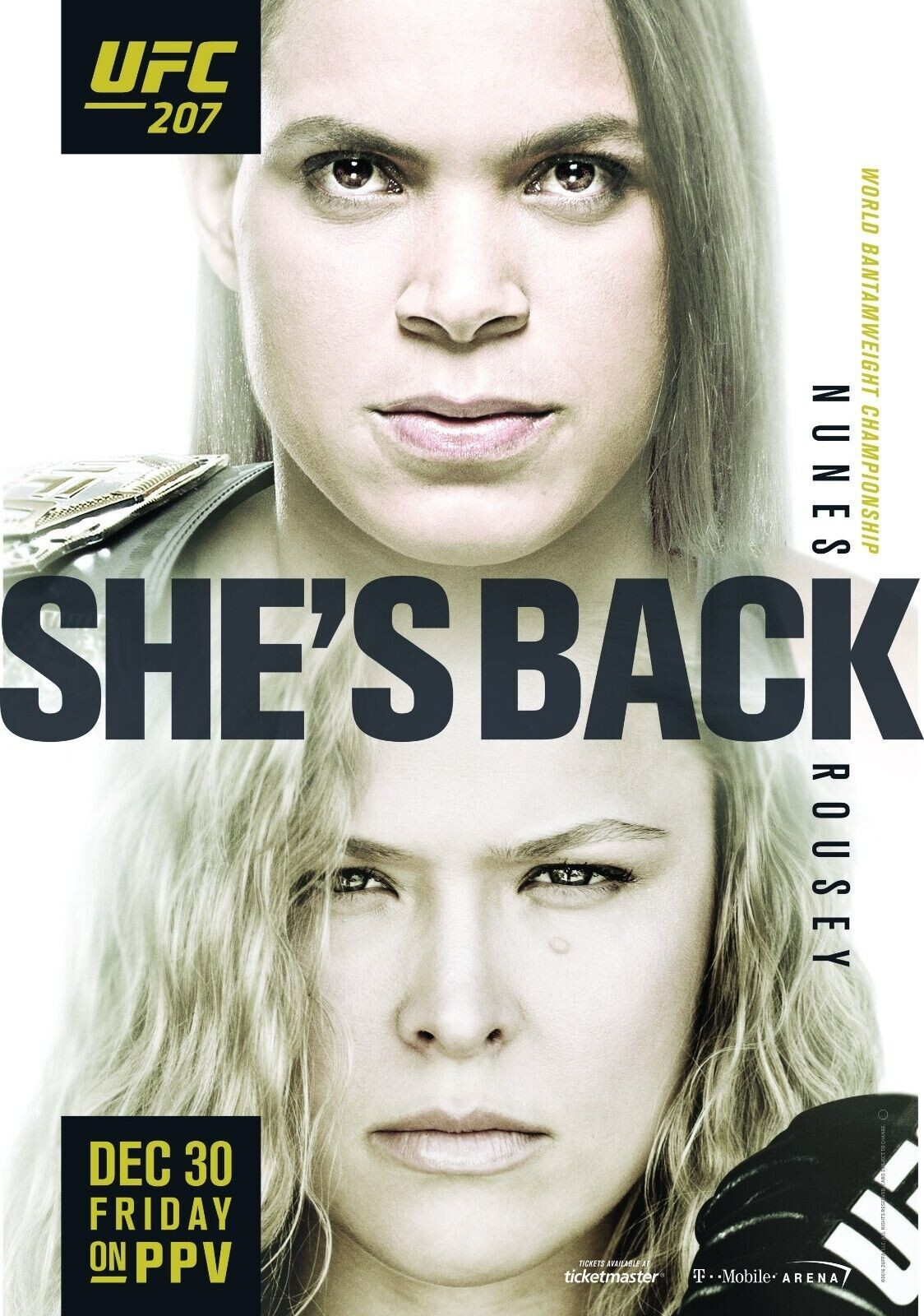 Fight Poster UFC 207 Amanda Nunes vs. Ronda Rousey 11X16 Cody Garbrandt Dominick Fight Poster UFC 207 Amanda Nunes vs. Ronda Rousey 11X16 Cody Garbrandt Dominick