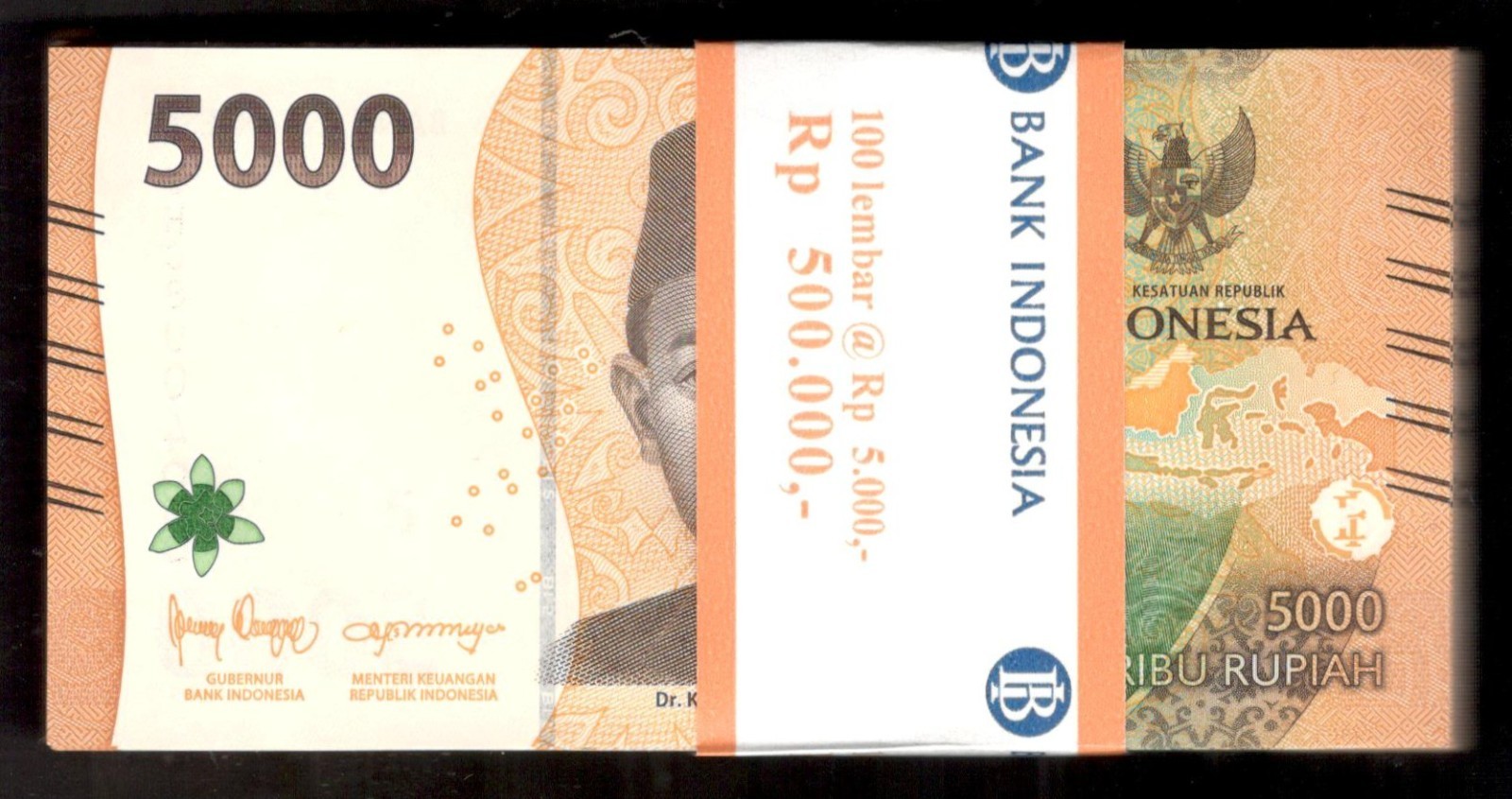 Indonesia Lot 100 Pcs Bundle 5000 5,000 Rupiah P-164 2025/2022 UNC