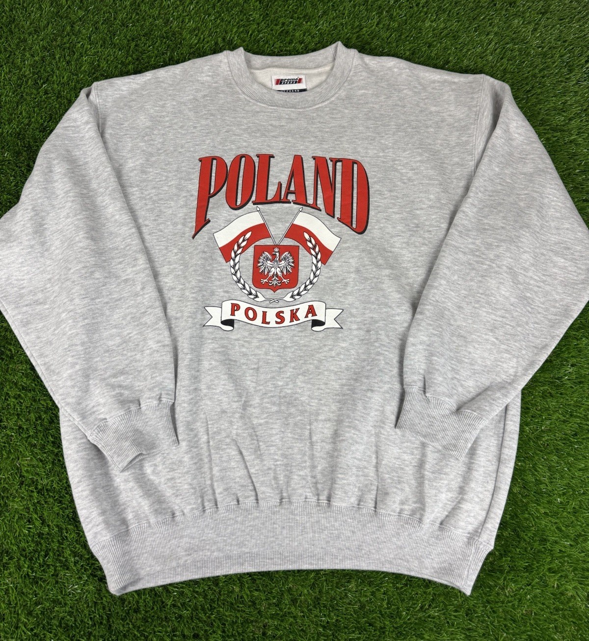 Vintage Polish Poland Coat Of Arms Flag Crewneck Sweatshirt 2XL Promo Stars 90s