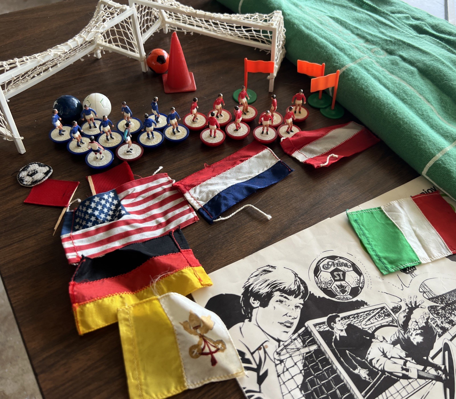 Vintage  Subbuteo Table Soccer Job Lot LW Team C117 Cloth Flags Accessories Rare