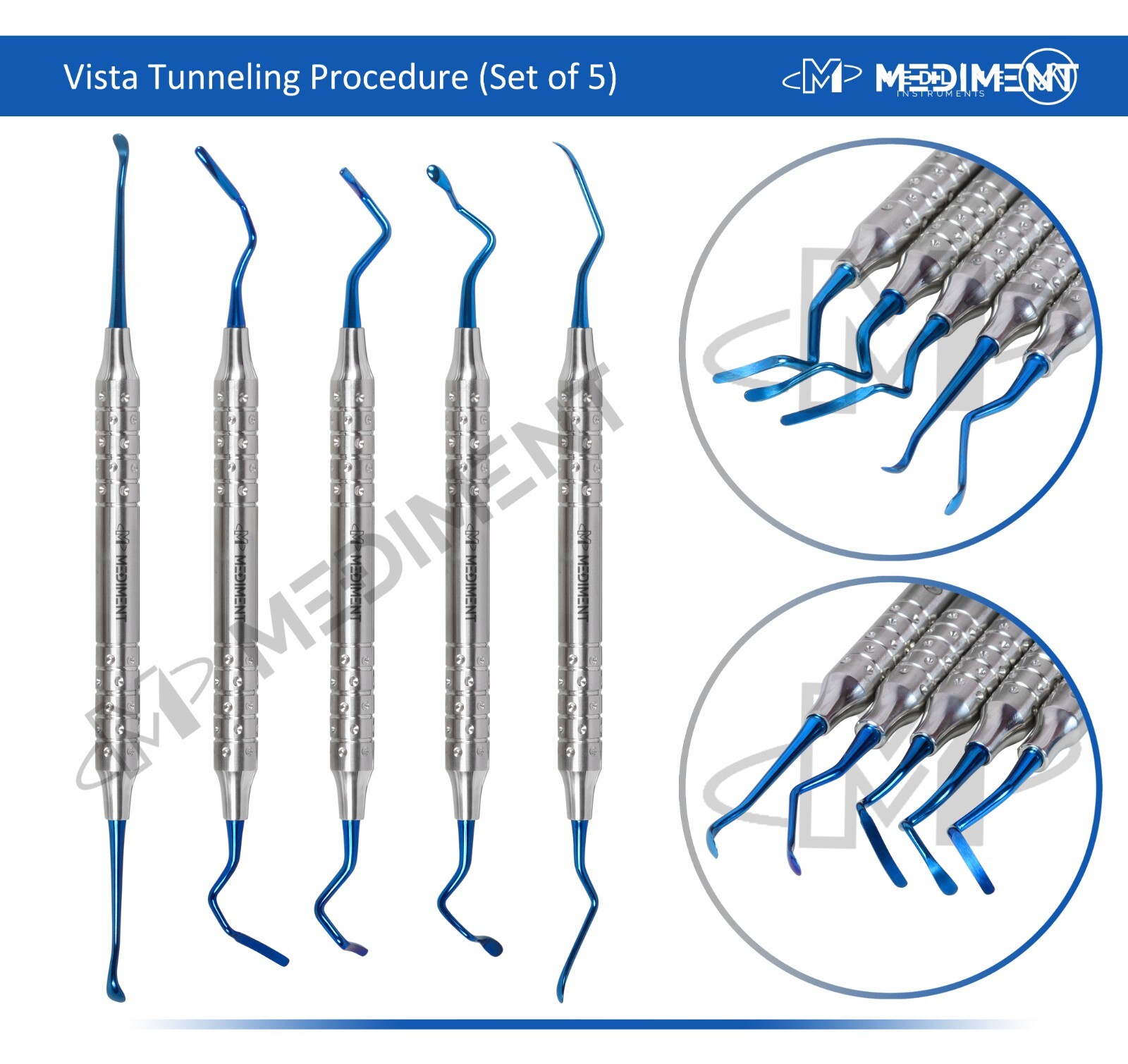 VISTA TUNNELING PROCEDURE TITANIUM IMPLANT DENTAL INSTRUMENTS *SET OF 5*