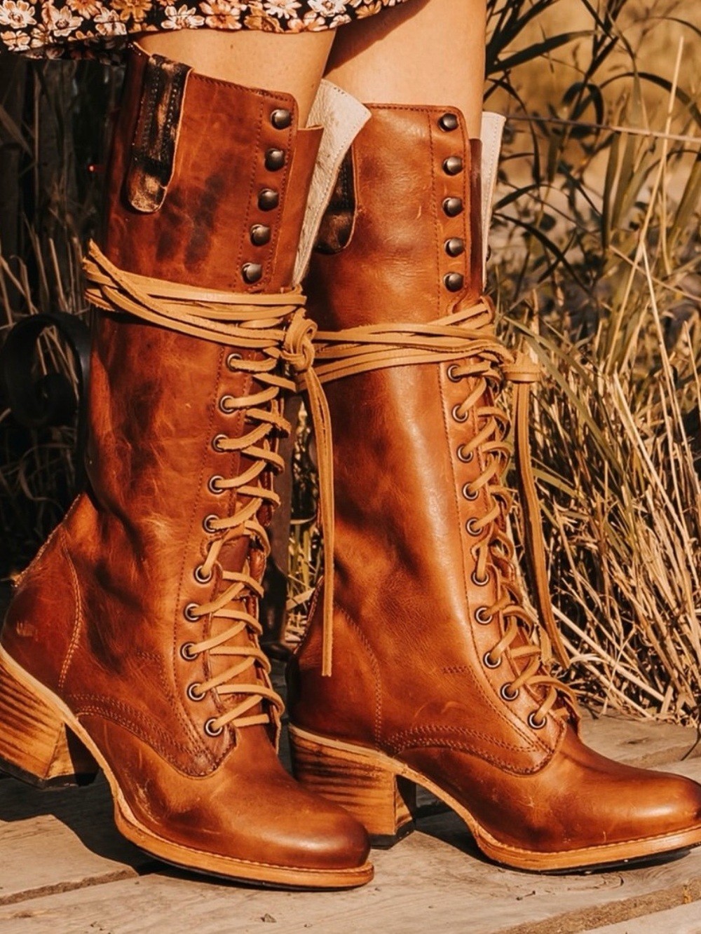 Freebird Handmade Grany Cognac Genuine Leather Zip-Up Boots Size 8 W/Box