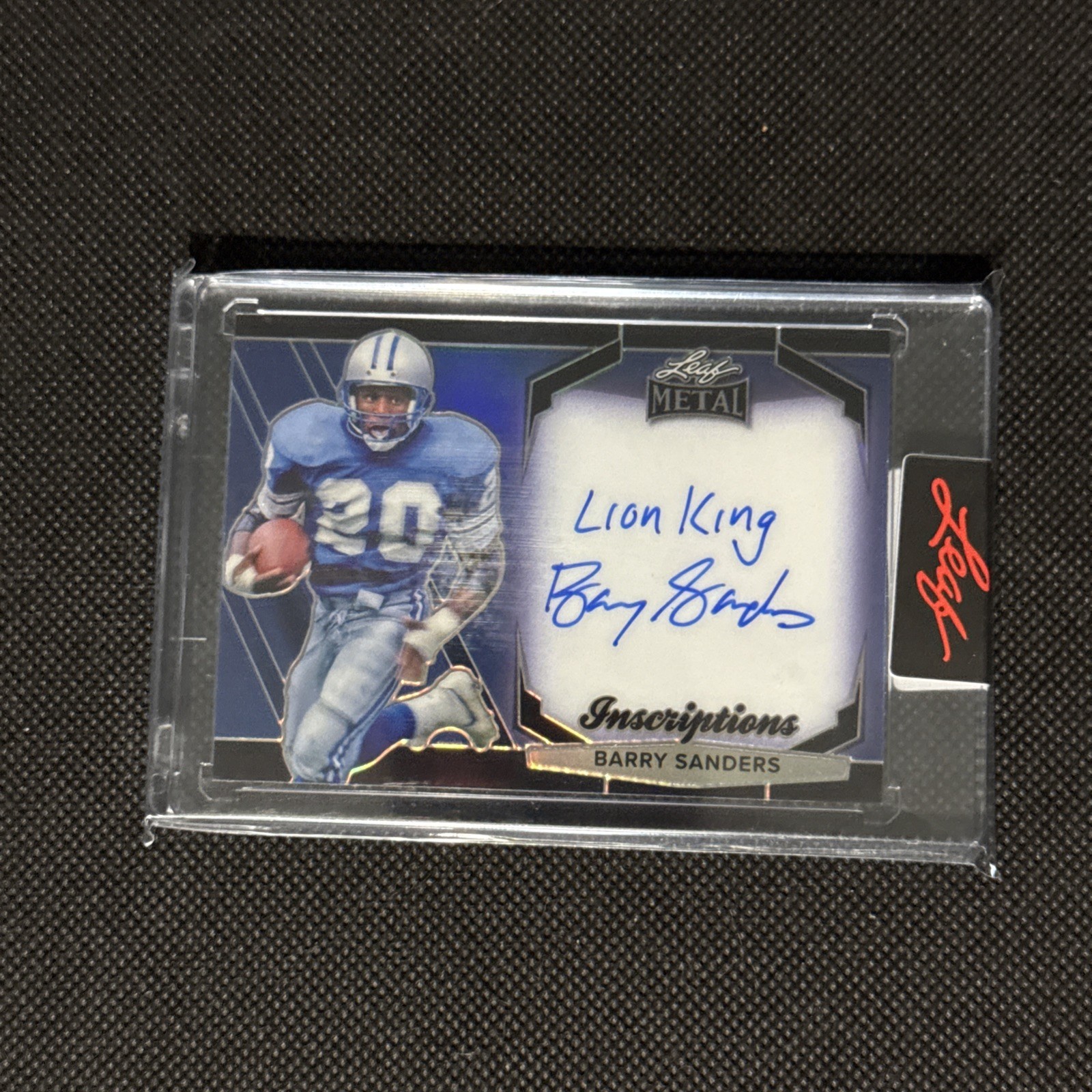 2025 Leaf Heroes Metal BARRY SANDERS Inscriptions “Lion King” AUTO Blue SP LIONS