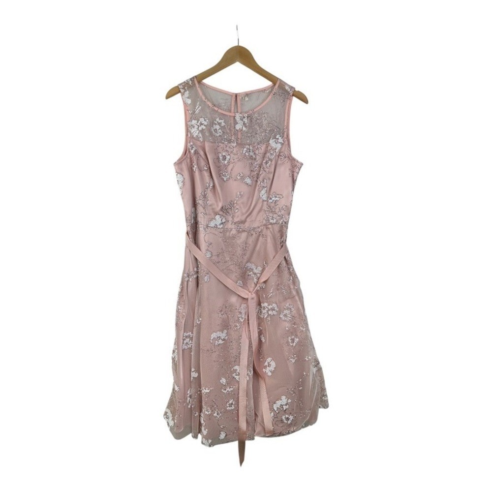 NWT Jessica Howard Missy Pink Sheer Overlay Floral Blush Midi Dress size 14