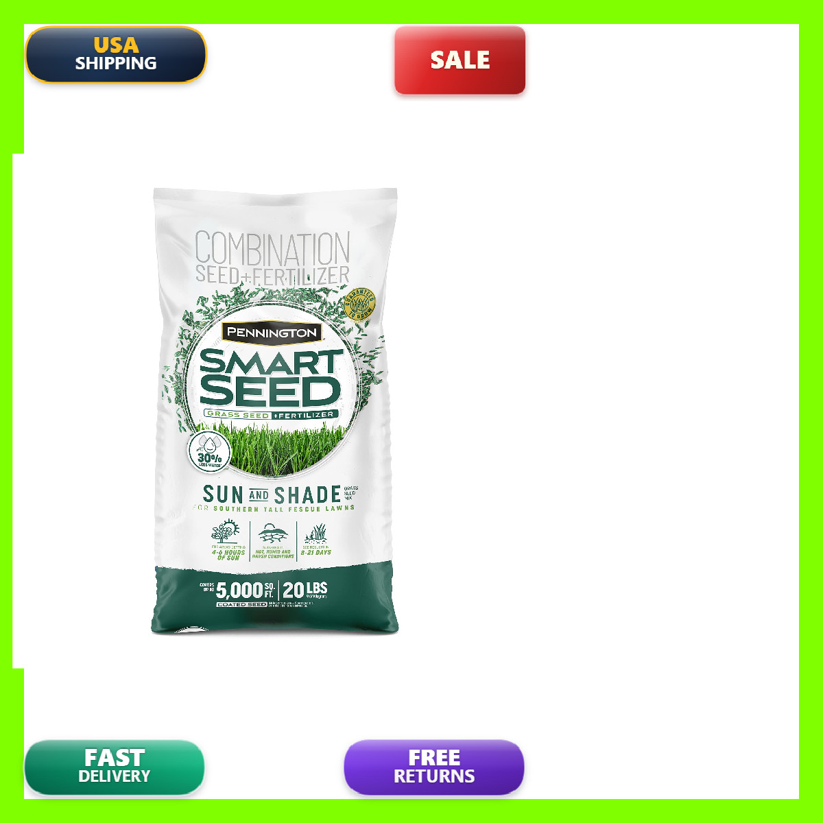 Pennington Smart Seed Sun And Shade Tall Fescue Grass Seed Mix For Southern