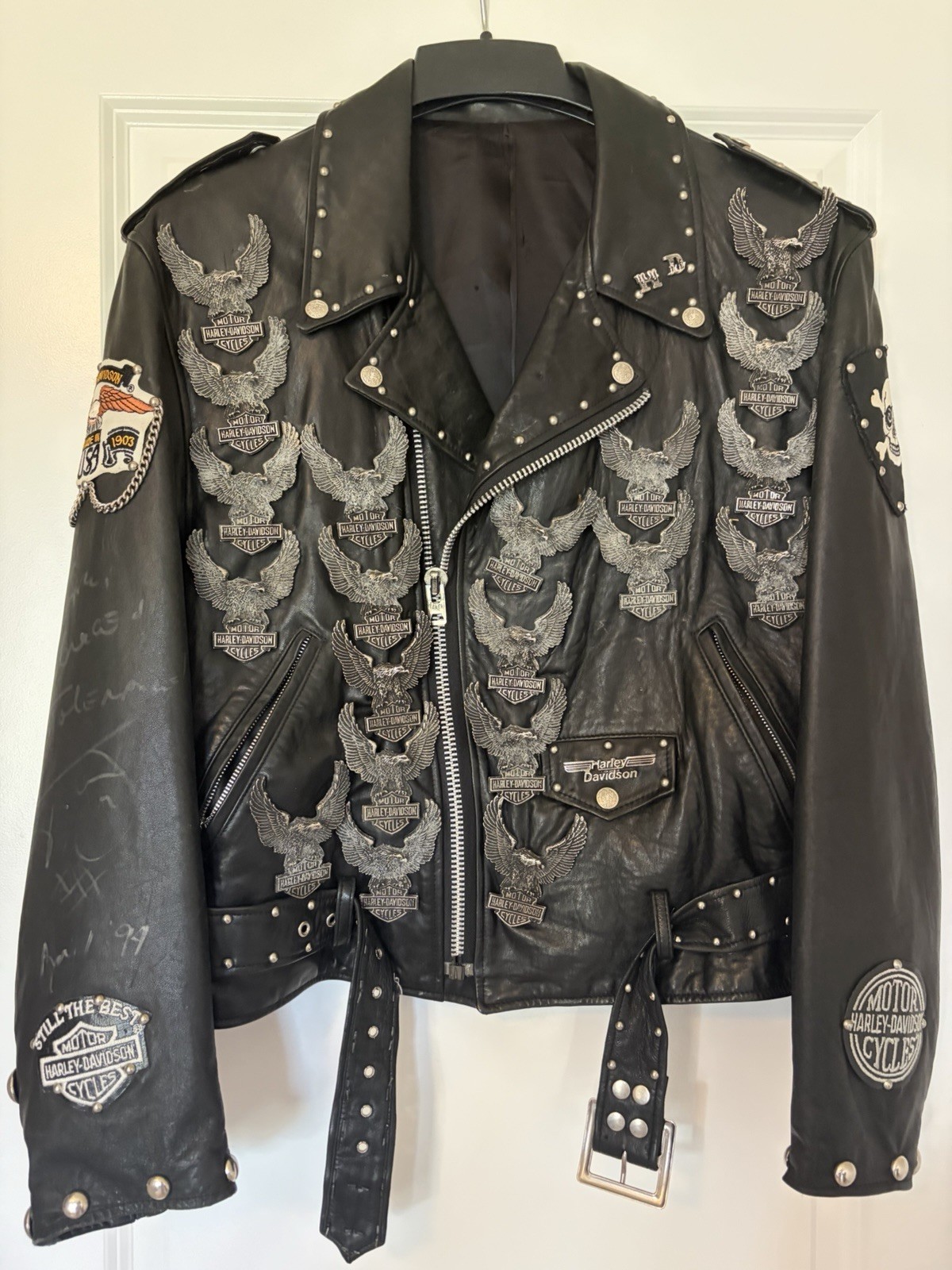 Vintage 1970s/80s Harley Davidson Leather Biker Jacket Custom 