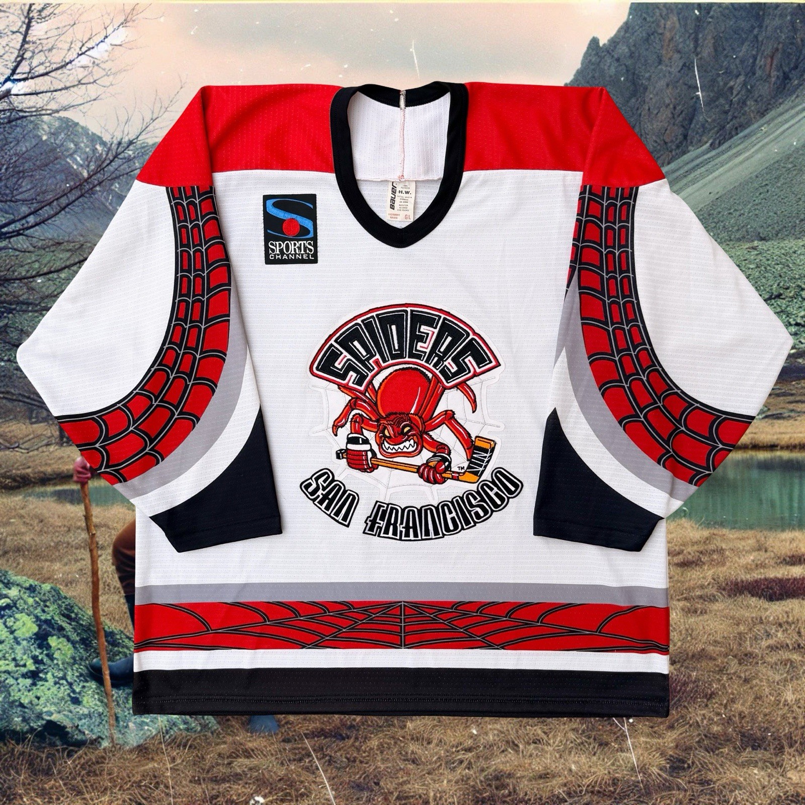 90s San Francisco Spiders Drake Video NHL Vintage Bauer Hockey Jersey Men’s L.