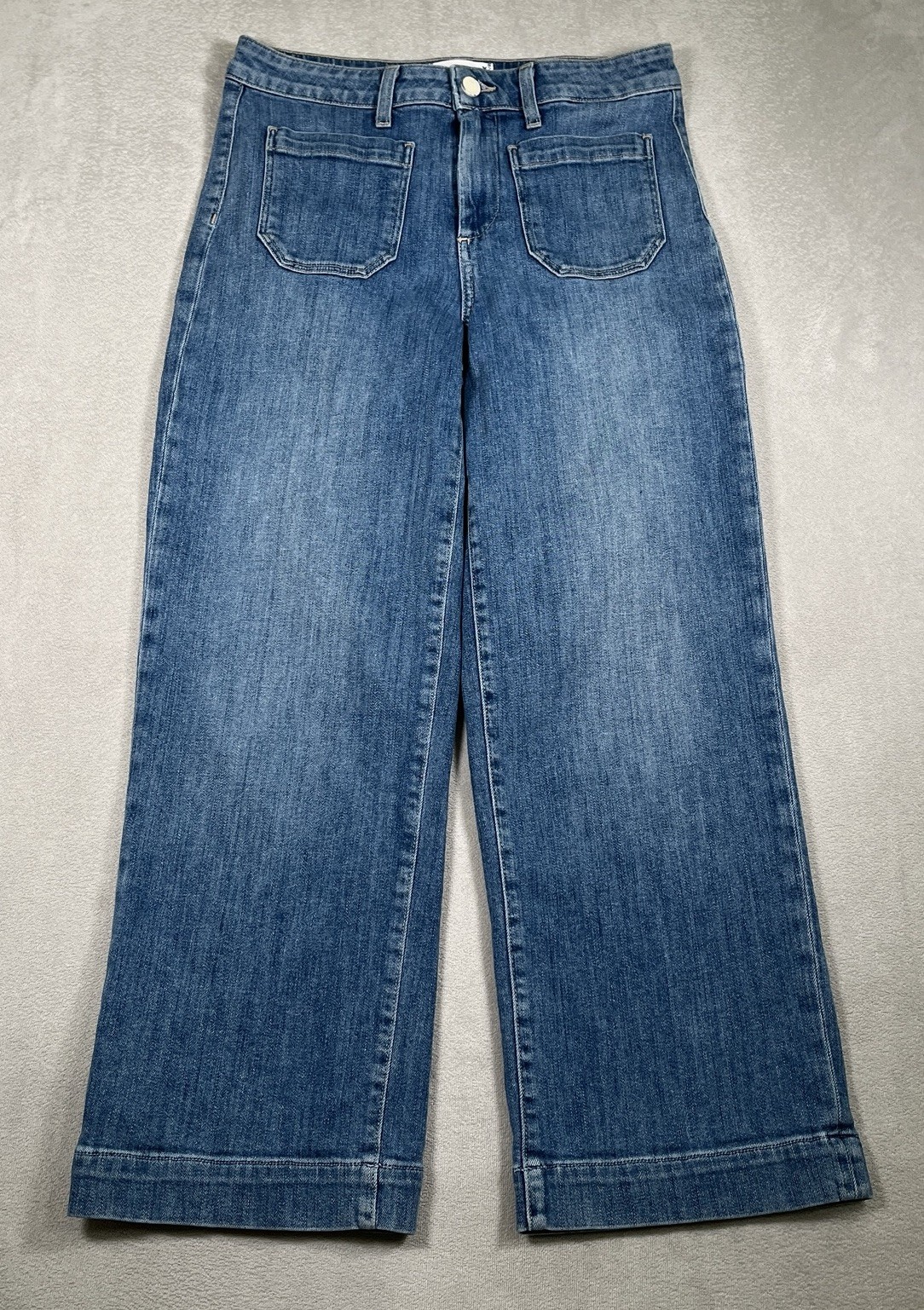 PAIGE Women Nellie High Rise Wide Leg Utility Pocket Jeans 26 Medium Wash Denim PAIGE Women Nellie High Rise Wide Leg Utility Pocket Jeans 26 Medium Wash Denim