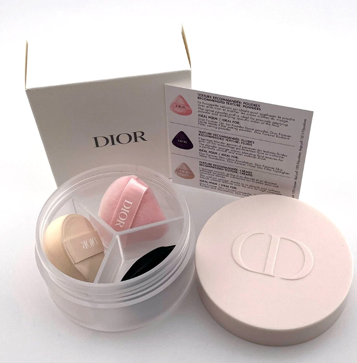 New Dior Forever Mini Puffs Set 3pcs with Case for Fluids, Creams, Powders