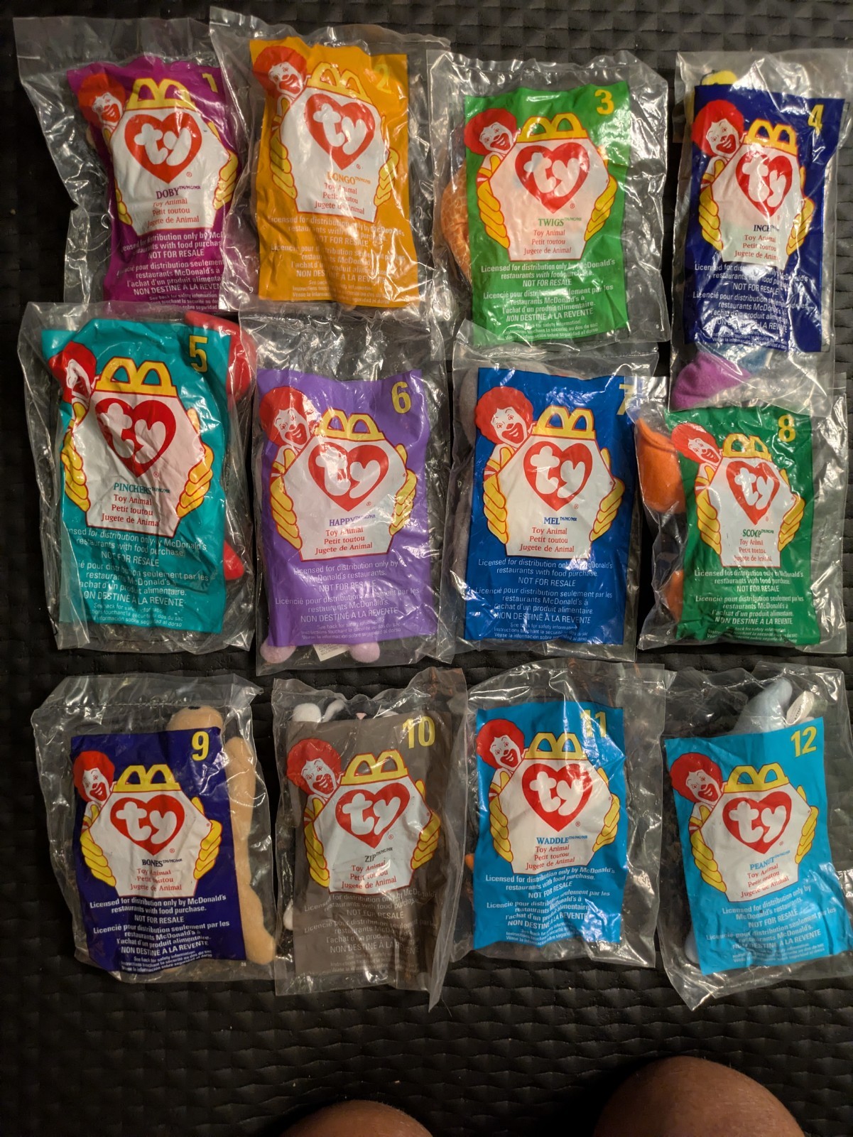 McDonalds TY Teenie Beanie Babies 1998 Complete set of 12 NIB Sealed Vintage
