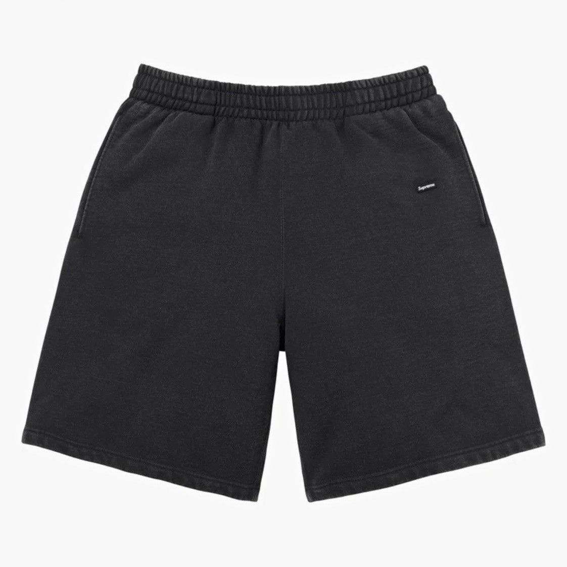 Supreme Men\'s Black Solid Sweatshorts w/ Box Logo Accent, Regular Size Type