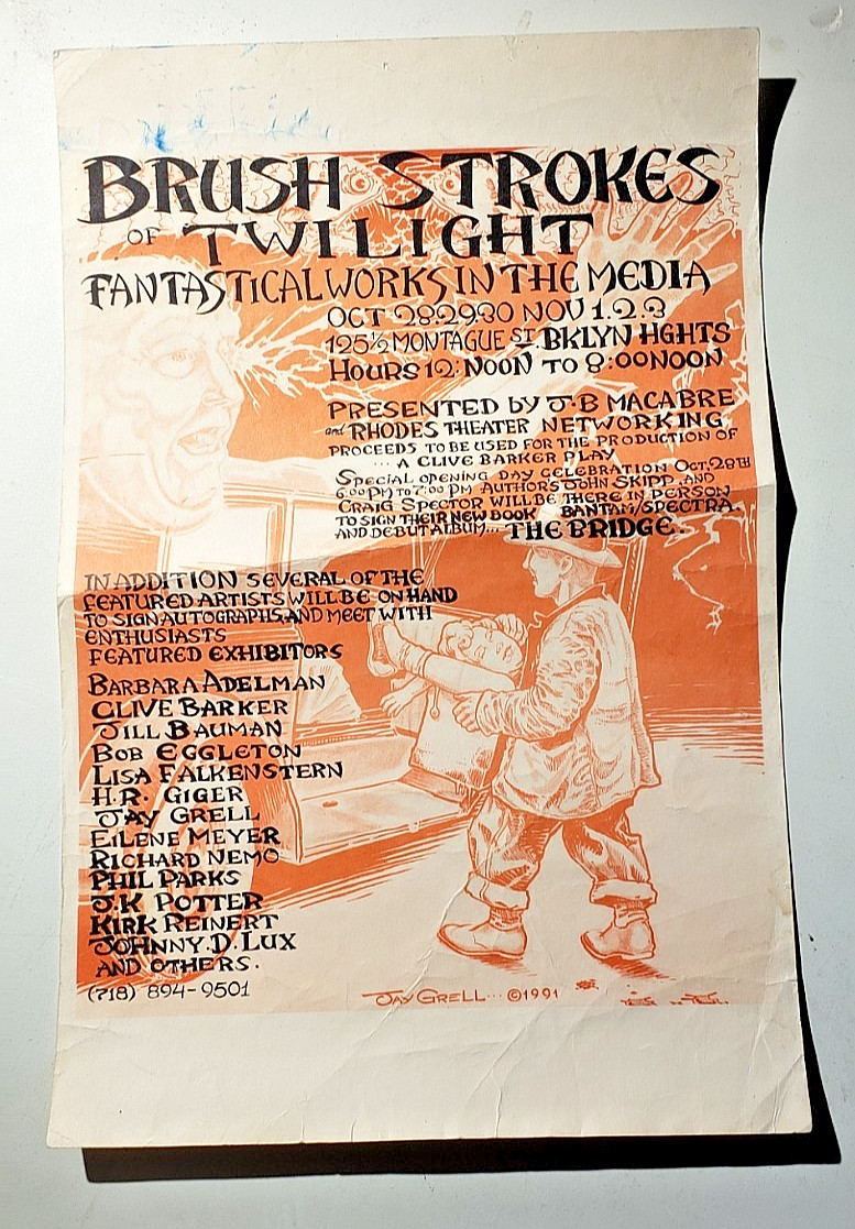VINTAGE 1991 BRUSH STROKES OF TWILIGHT ART SHOW FLYER HR GIGER / CLIVE BARKER