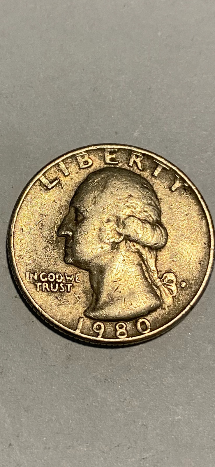 1980 P WASHINGTON QUARTER Filled Mint Mark
