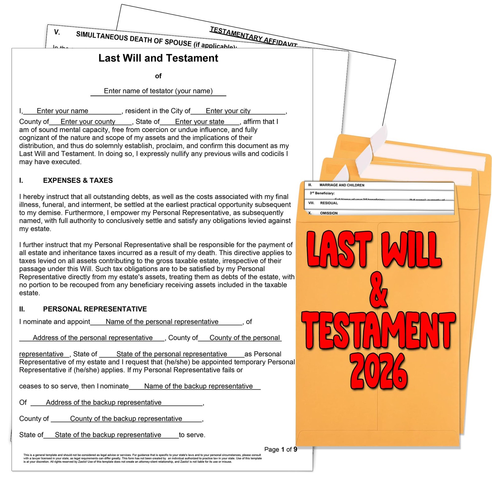 2026 3 Pack Last Will and Testament Kit: Blank Legal Last Will Testament Forms,