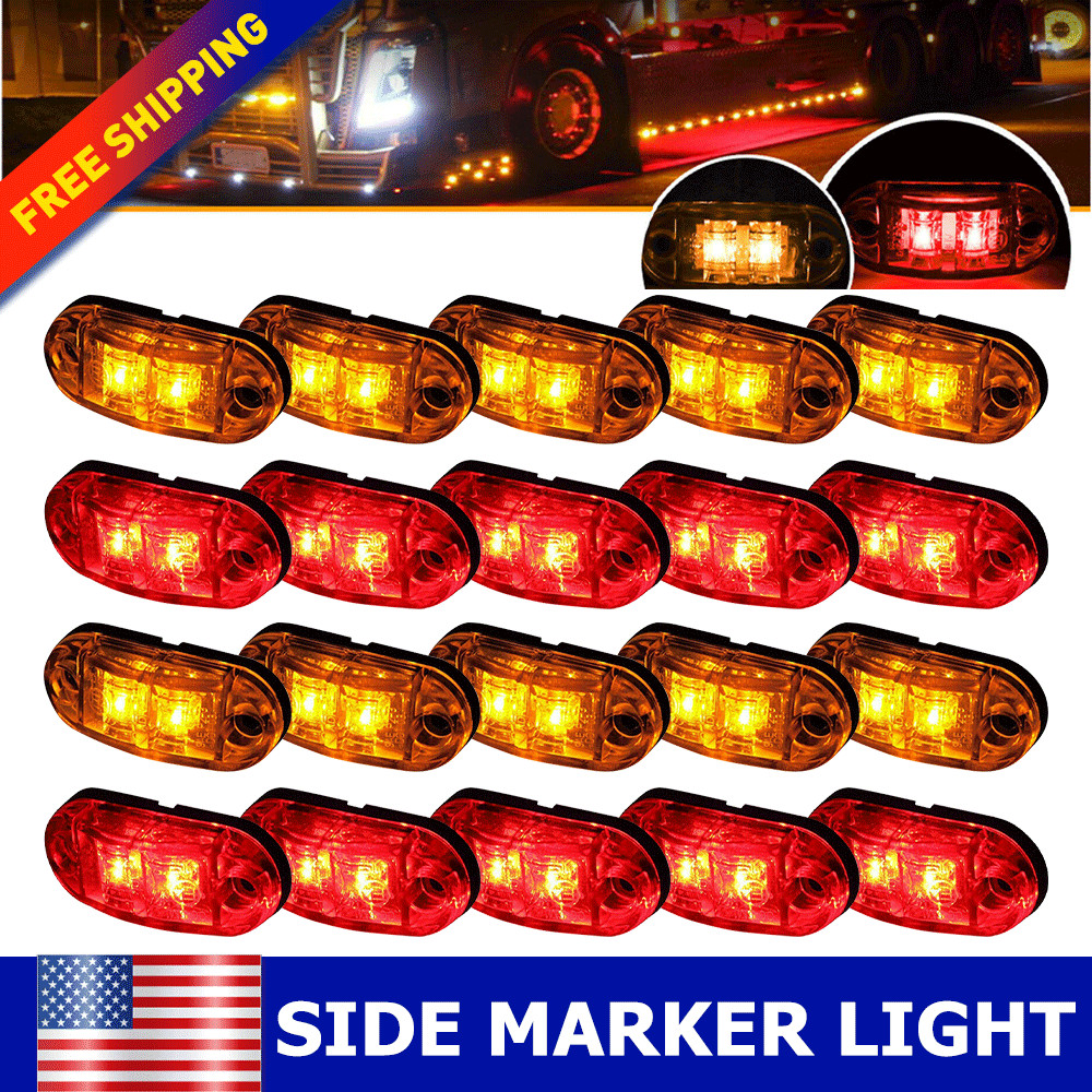 10X Amber 10X Red LED Car Truck Trailer RV Oval 2.5\