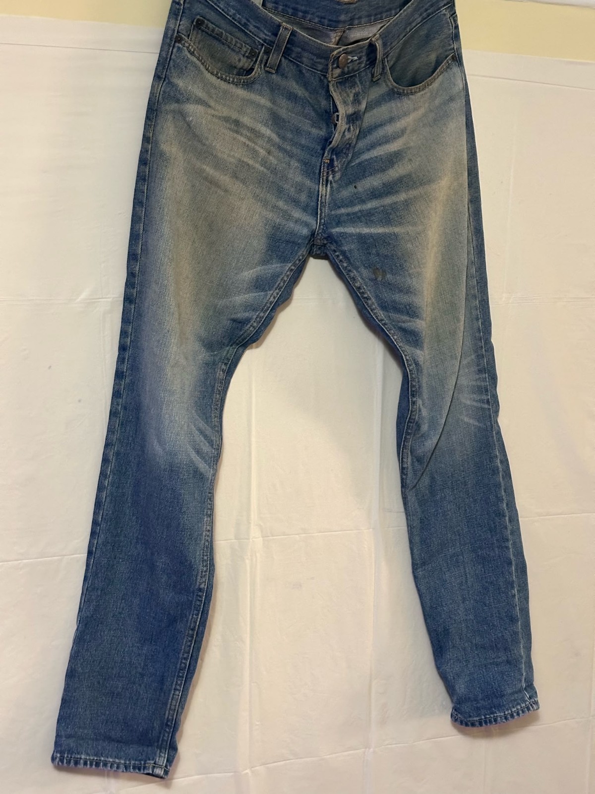 HOLLISTER Men\'s Skinny Jeans W33 x L32 Blue Button Fly Denim Slim Fit Pants