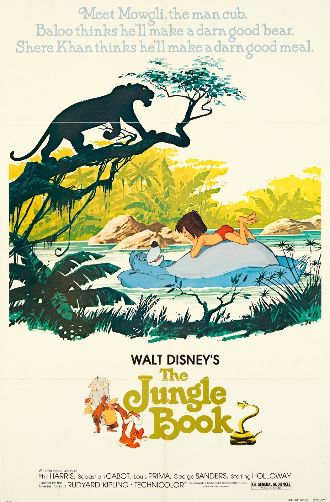 1967 Walt Disneys The Jungle Book Movie Poster 11X17 Mowgli Baloo Bagheera 🍿 1967 Walt Disneys The Jungle Book Movie Poster 11X17 Mowgli Baloo Bagheera 🍿