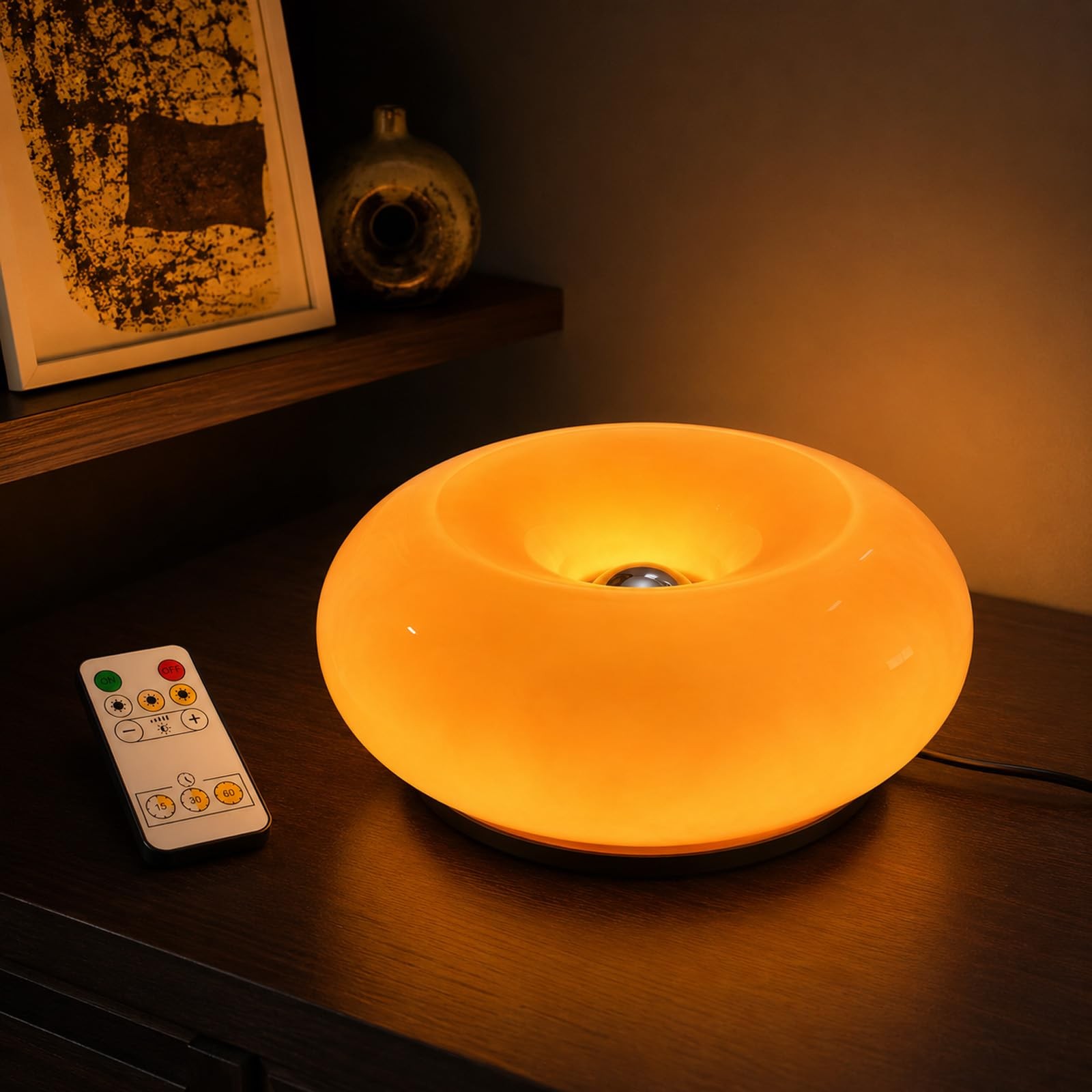 GMOX Modern Orange Donut Touch Lamp RGB Dimmer USB-C Bedside Glow