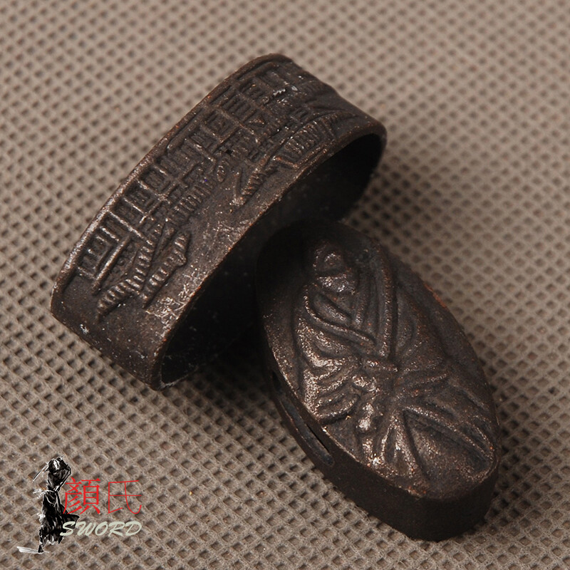 Japanese Samurai Alloy Kashira Butt Cap Fuchi Collar Hilt For Katana Swords