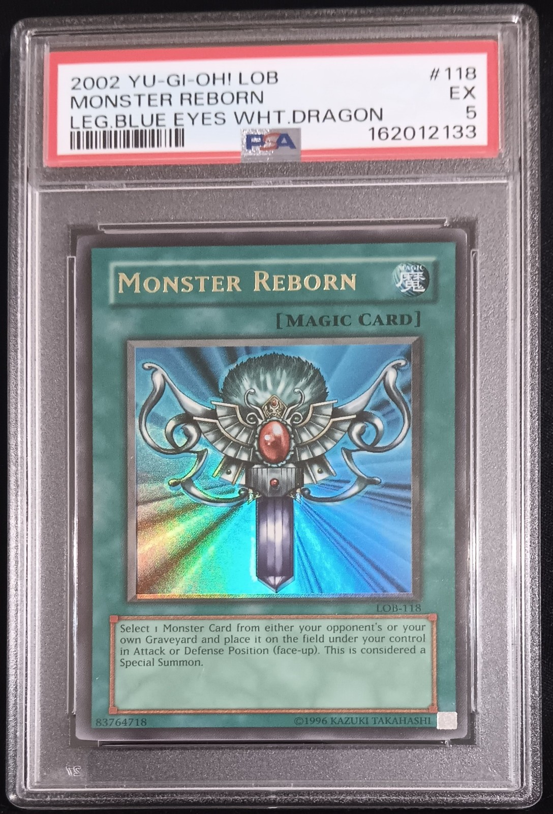 PSA 5 Monster Reborn Yu-Gi-Oh Legend  of Blue Eyes White Dragon LOB-118 2002