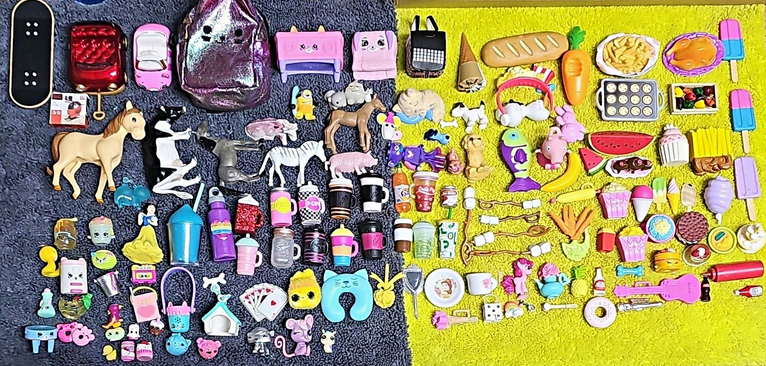 Mixed Mini Toy Lot Animals, Food & Accessories, Shopkins, And More. 70+ Pieces Mixed Mini Toy Lot Animals, Food & Accessories, Shopkins, And More. 70+ Pieces