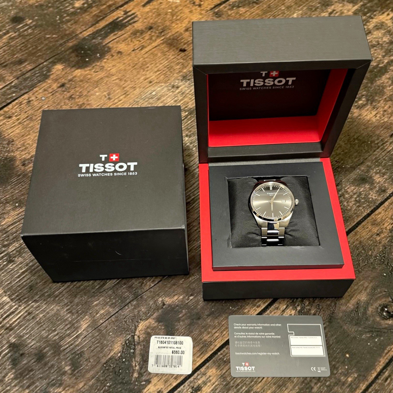 Tissot PR 100 40mm Quartz Gray Dial Steel Bracelet Date 100m