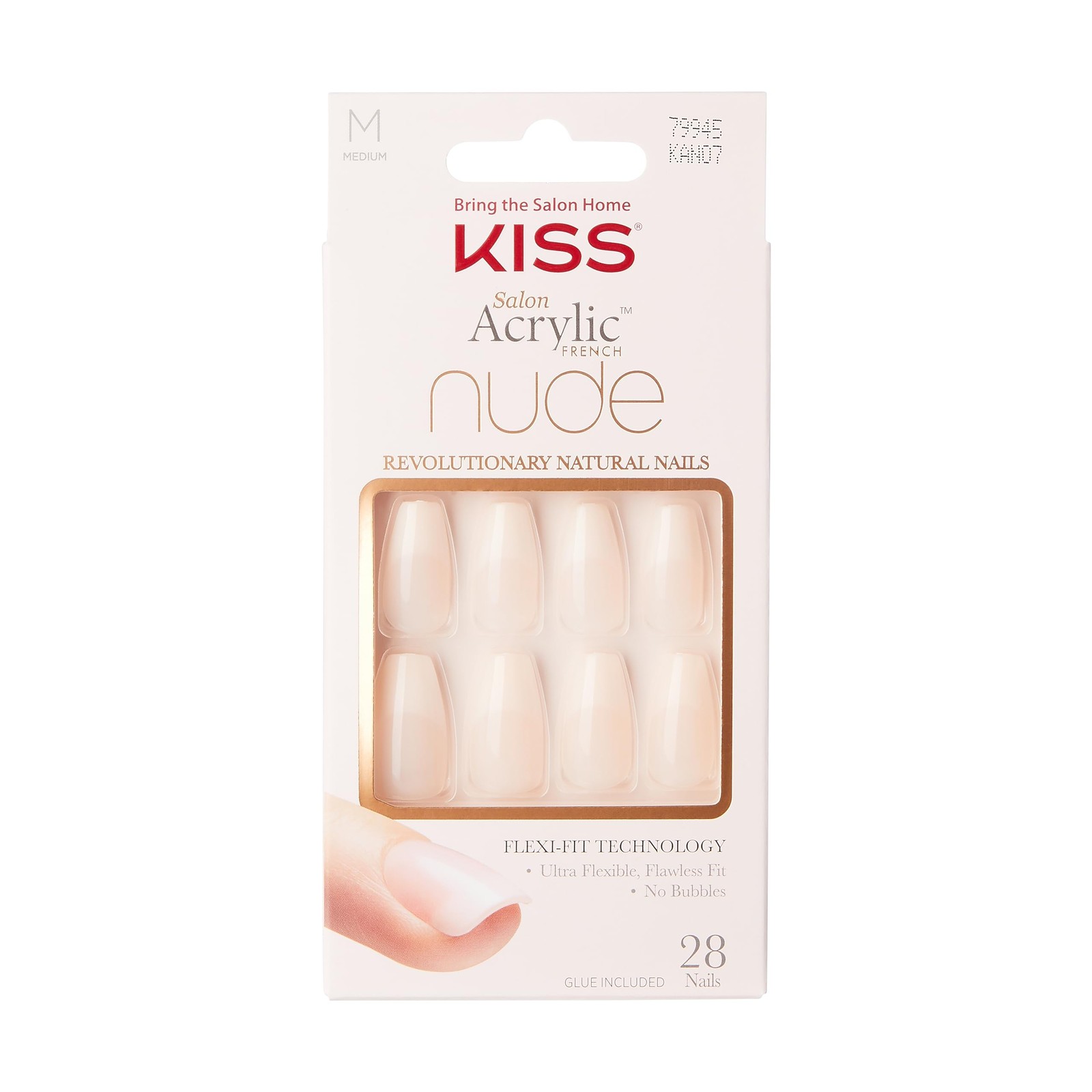 KISS Salon Acrylic French Nail Manicure Set, Medium Length, Nude, Square, Kit KISS Salon Acrylic French Nail Manicure Set, Medium Length, Nude, Square, Kit
