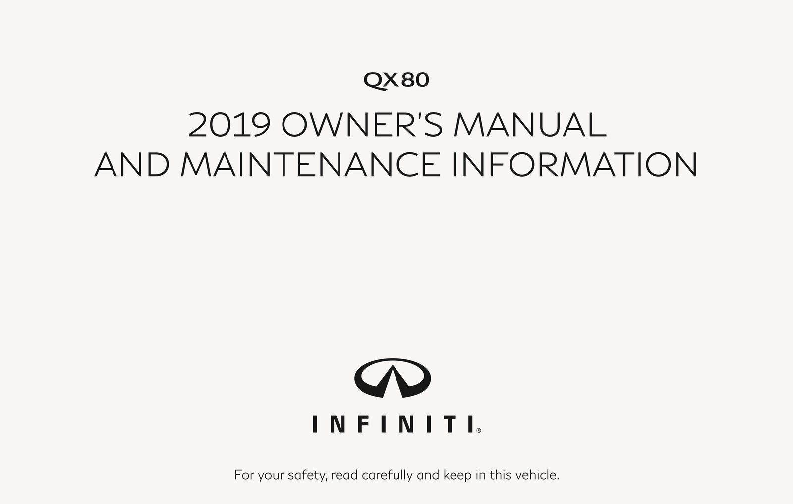 2019 Infiniti QX80 Owner\'s Manual 2019 Infiniti QX80 Owner\'s Manual