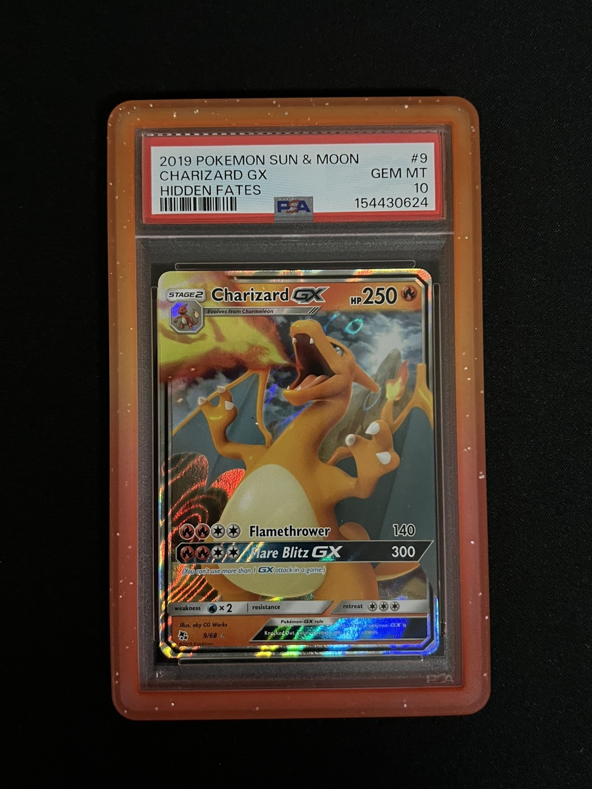 2019 Pokemon Hidden Fates Charizard GX 9/68 Full Art Holo Rare PSA 10