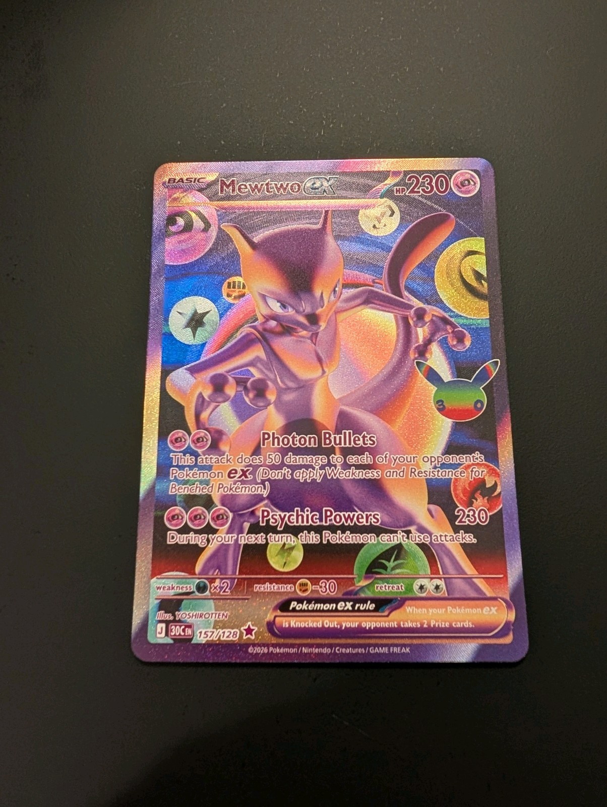 Pokemon 30th Celebration Mewtwo Futuristic Rare 157/128 (In Hand) Pokemon 30th Celebration Mewtwo Futuristic Rare 157/128 (In Hand)