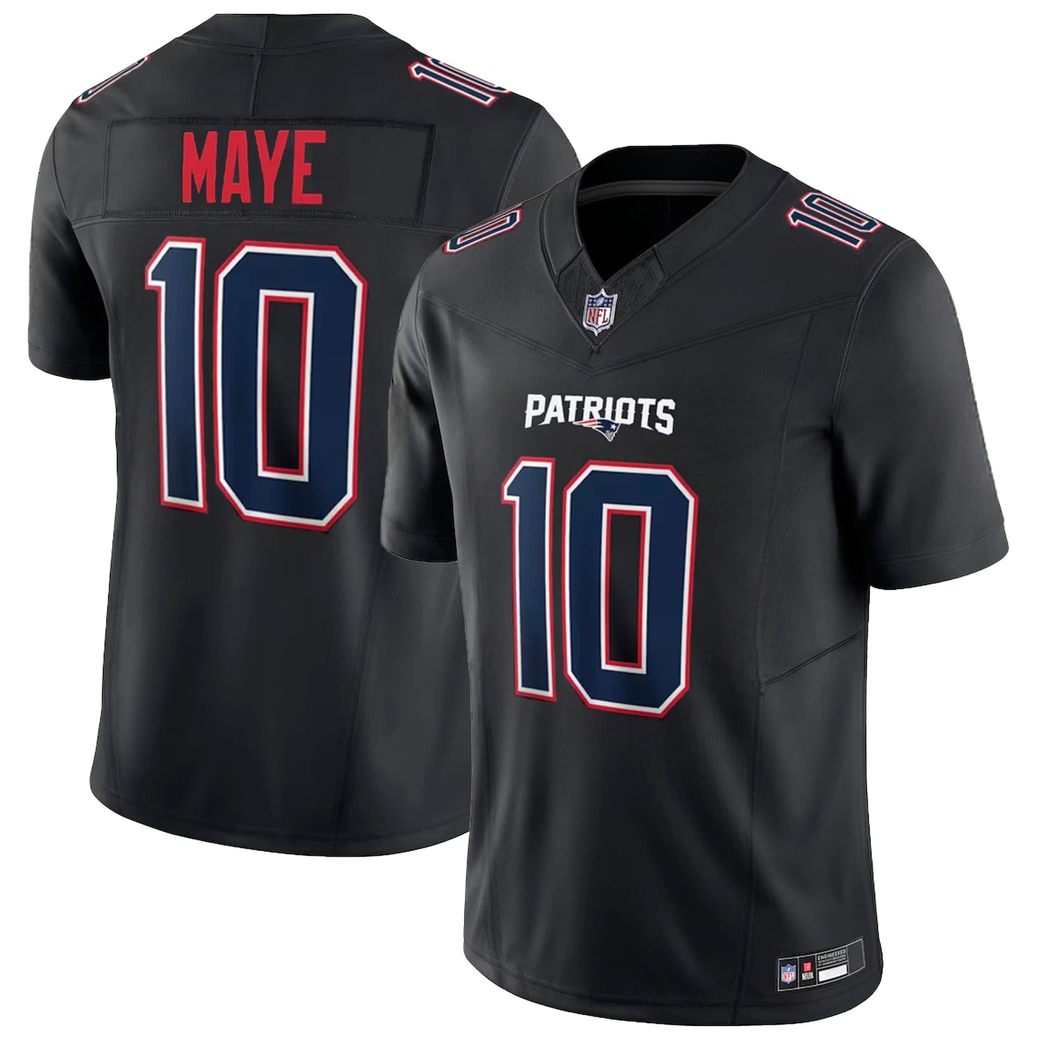 NWT Men's #10 Drake Maye Carbon Black Game All Stitched Jersey