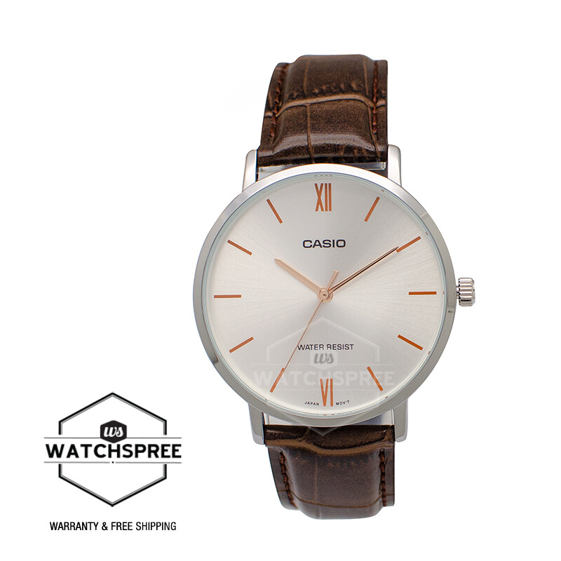 Casio Men's Analog Brown Leather Strap Watch MTPVT01L-7B2 MTP-VT01L-7B2