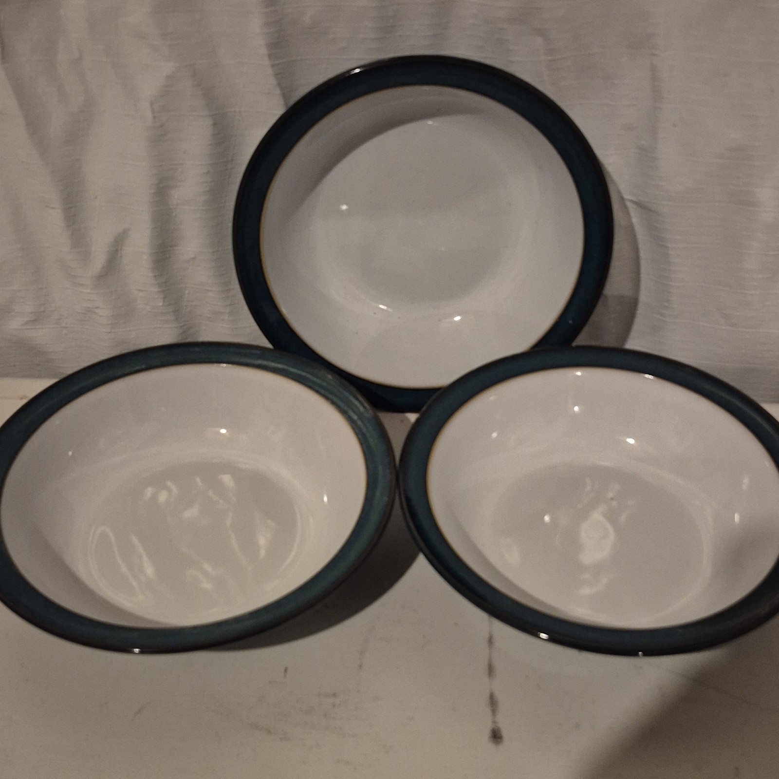 (3) Greenwich by DENBY-LANGLEY Soup/Cereal Bowl 7-1/8” Green Border (3) Greenwich by DENBY-LANGLEY Soup/Cereal Bowl 7-1/8” Green Border