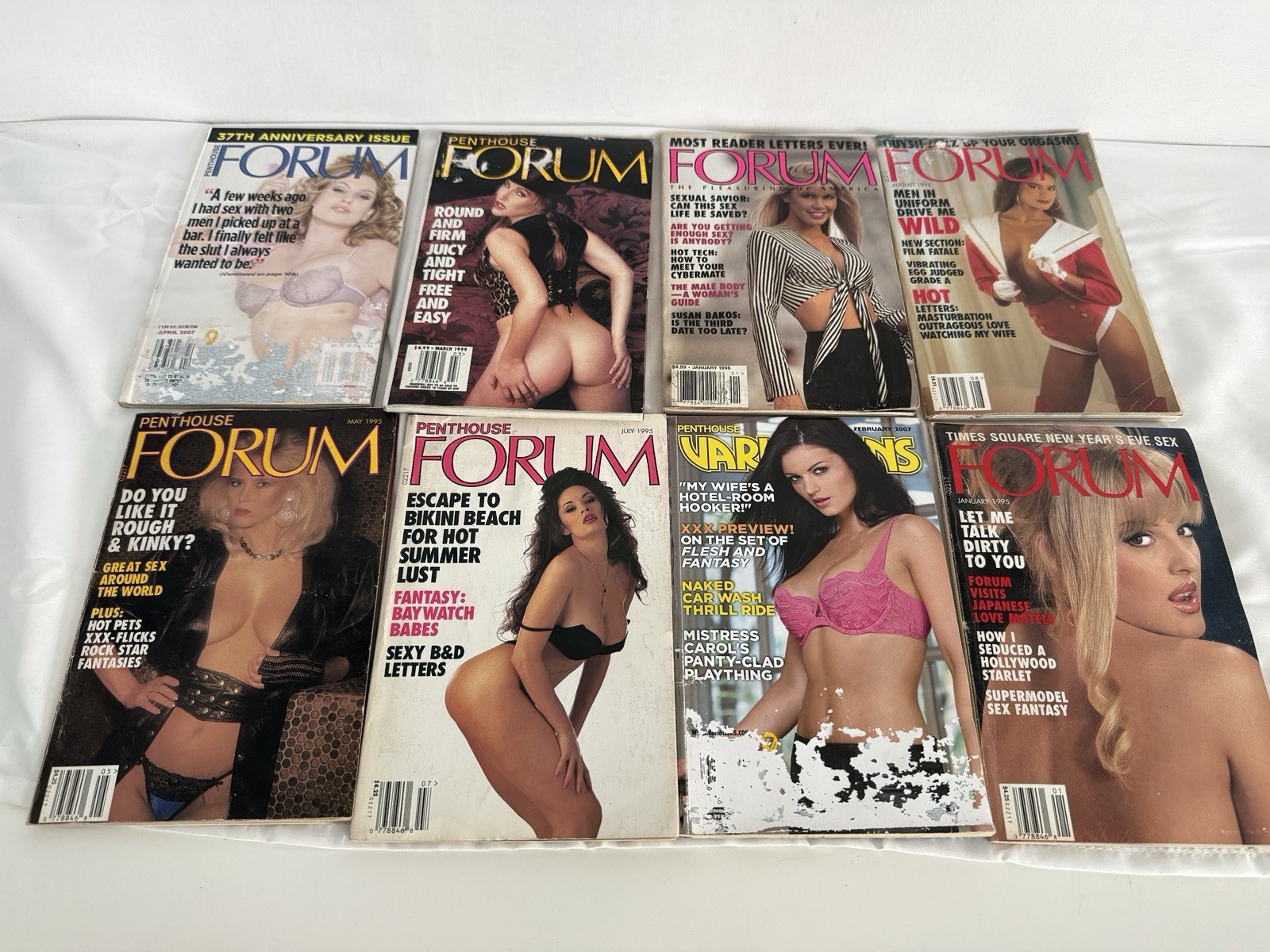 Penthouse Forum Mens Magazines Lot of 8 1990\'s (Water Damaged)