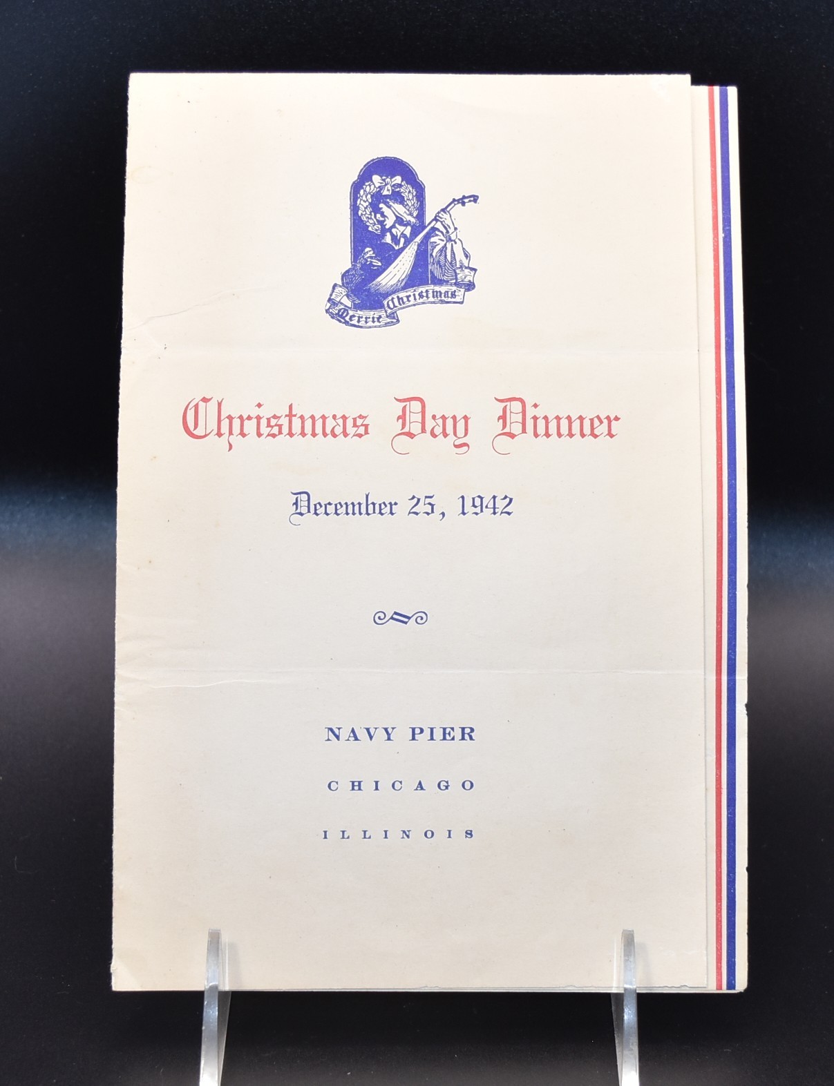 Vintage 1942 Christmas Day Dinner Menu - Navy Pier - Chicago, Ill - WWII Vintage 1942 Christmas Day Dinner Menu - Navy Pier - Chicago, Ill - WWII