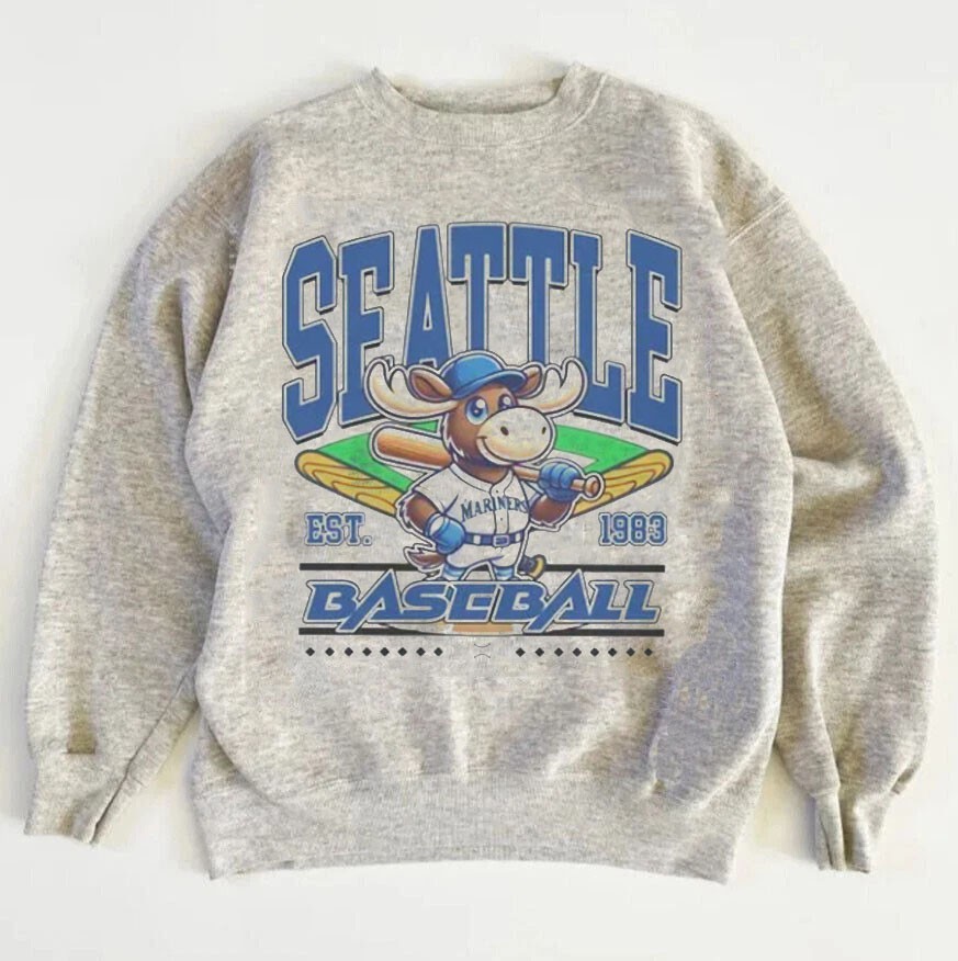 1983 Vtg Seattle Mariners Baseball Graphic Ash Color Unisex Sweatshirt KH18010