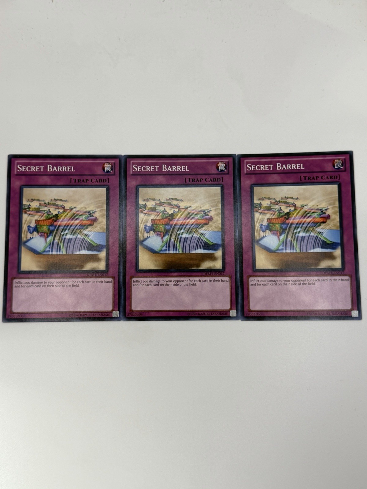 YUGIOH: 3x Secret Barrel DEM1-EN017 Common PLAYSET Near Mint