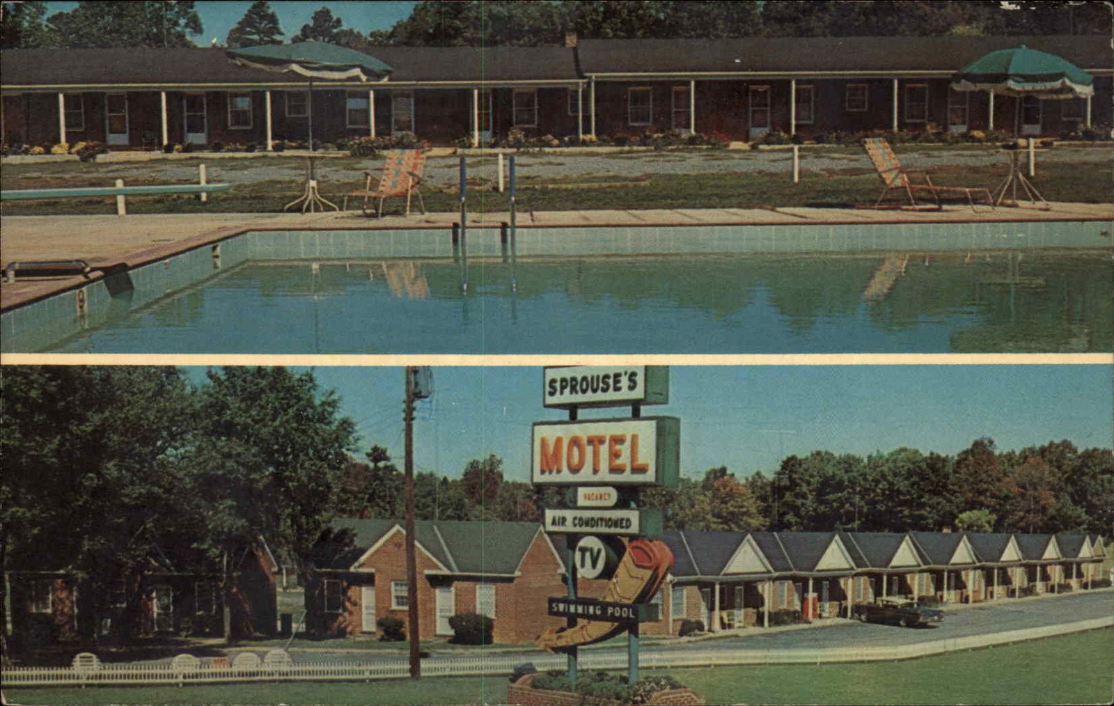 Sprouse's Corner VA Virginia Sprouse's Motel c1950-60s Vintage Postcard