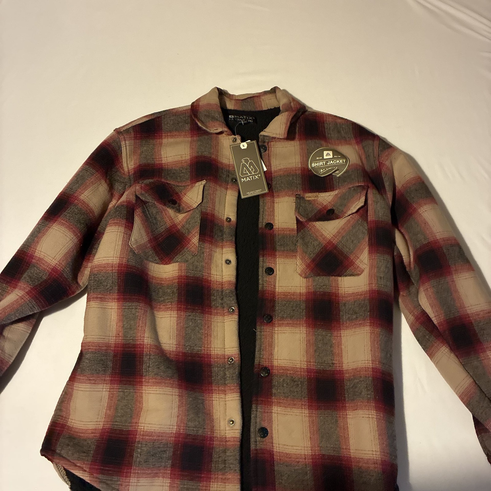 Jachs New York Men\'s Brown & Cream Plaid Wool Blend Shirt Jacket men’s
