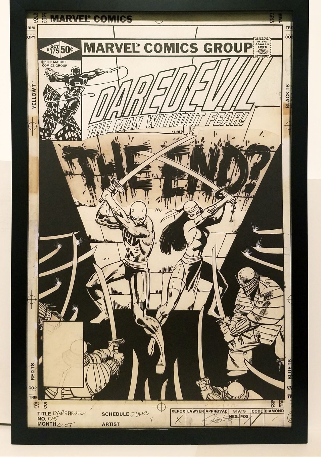 Daredevil #175 Elektra by Frank Miller 11x17 FRAMED Original Art Poster Marvel C