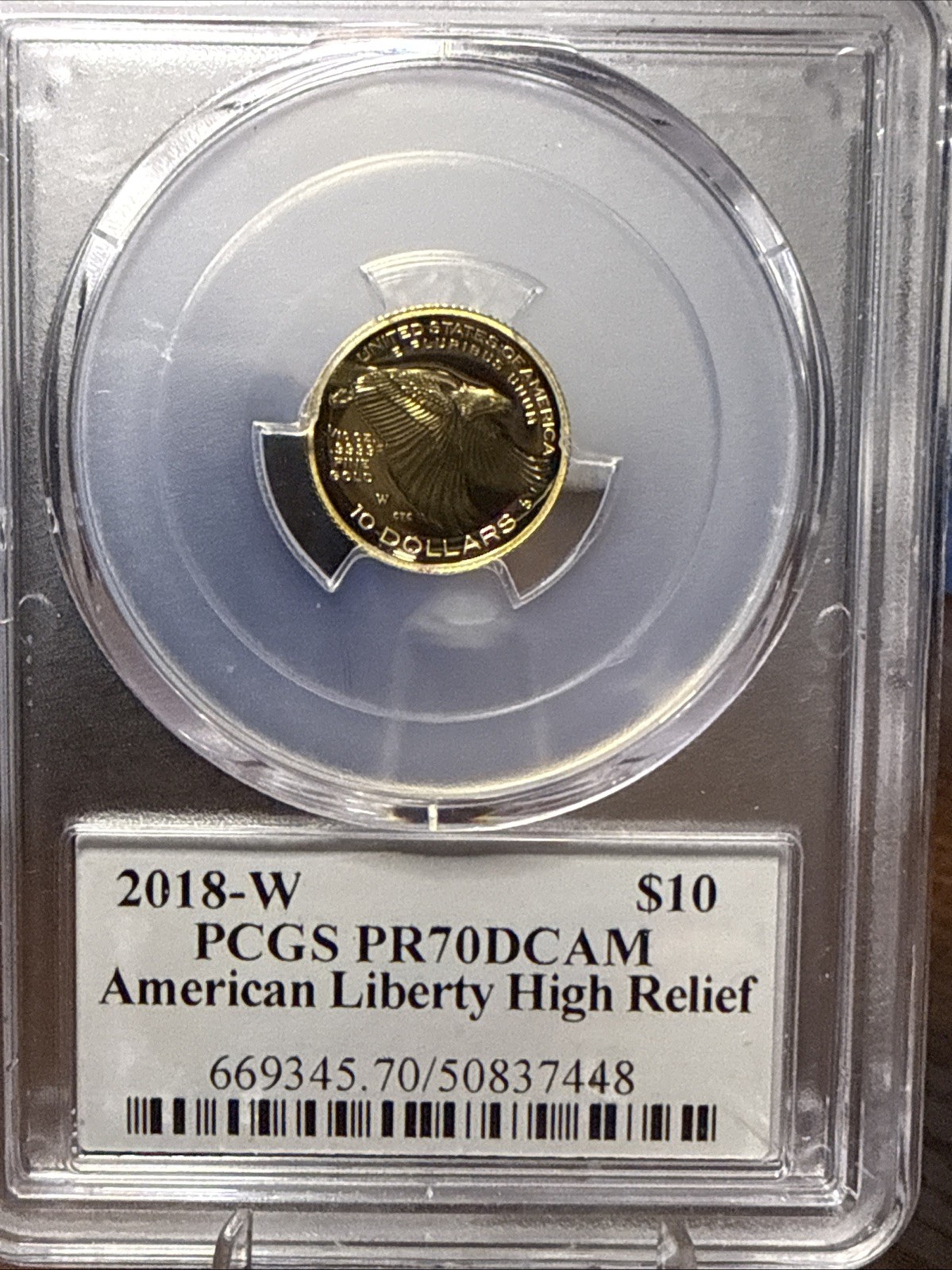 2018-W 1/10 oz gold American Liberty $10 coin PCGS PR 70 DCAM