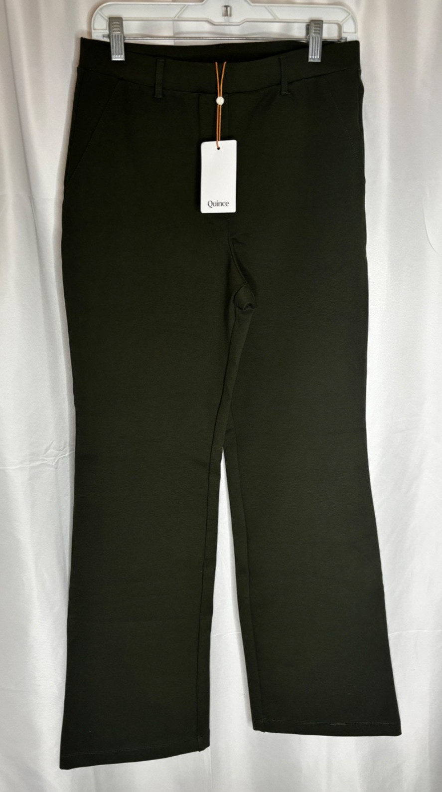 Quince Women Olive Green Ultra-Stretch Ponte Pants Boot Cut sz M NWT