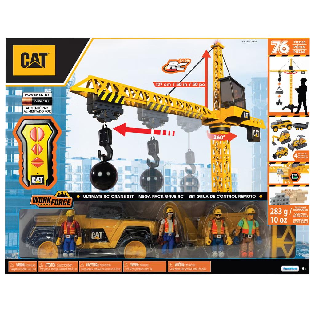TOY REMOTE CONTROL RC TOWER CRANE MACHINE CAT CONSTRUCTION PLAYSET TRUCKS 76 PCS
