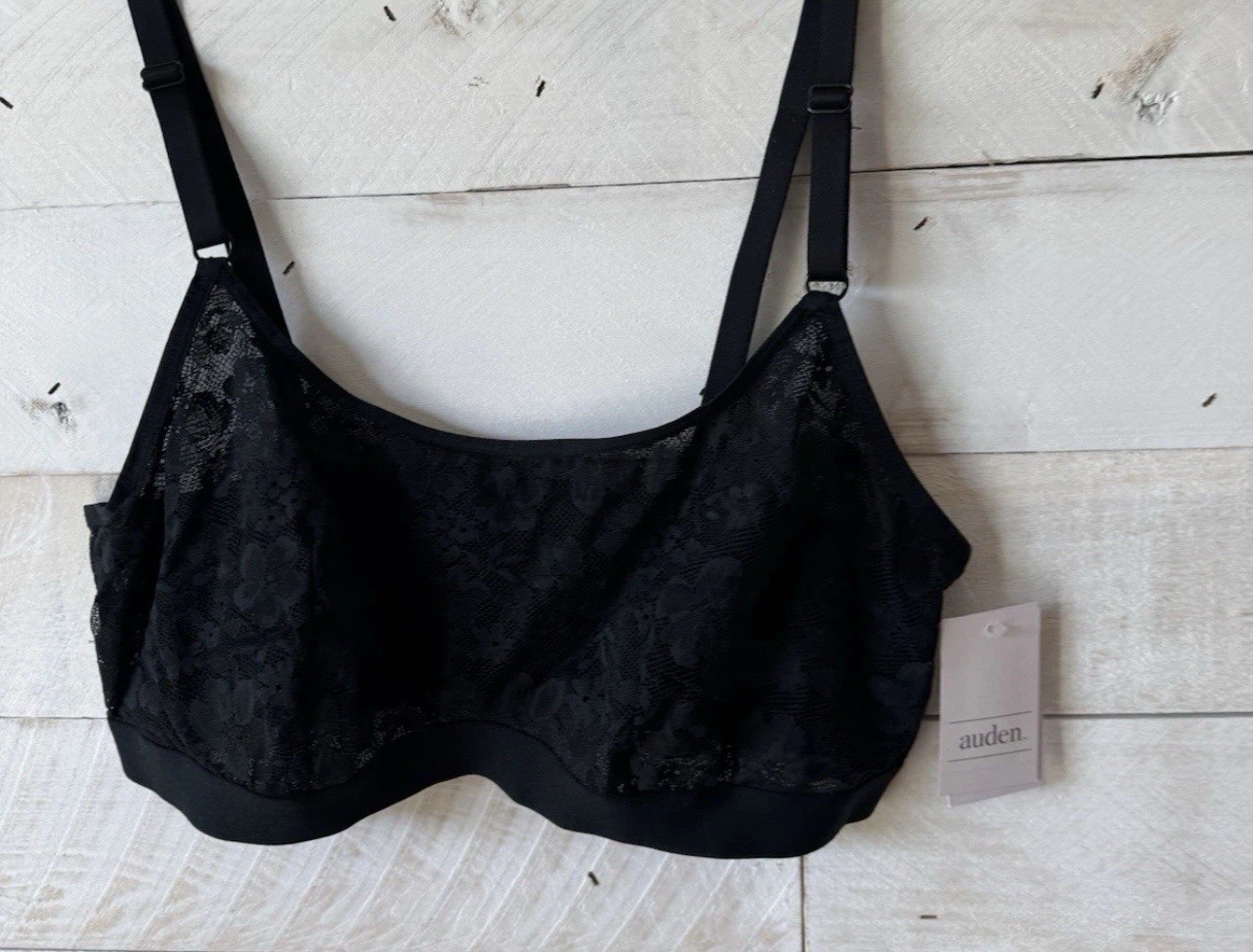 10 Auden XL Lined Scoop Neck Bralette BLACK Floral Lace Adjustable Straps 10 Auden XL Lined Scoop Neck Bralette BLACK Floral Lace Adjustable Straps