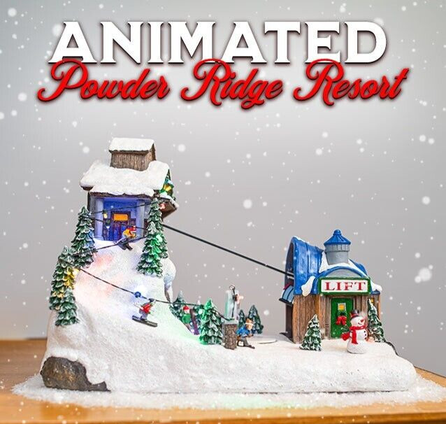 FG Square Powder Ridge Ski Resort LED Lights Christmas Village Decor 14x8x11 FG Square Powder Ridge Ski Resort LED Lights Christmas Village Decor 14x8x11