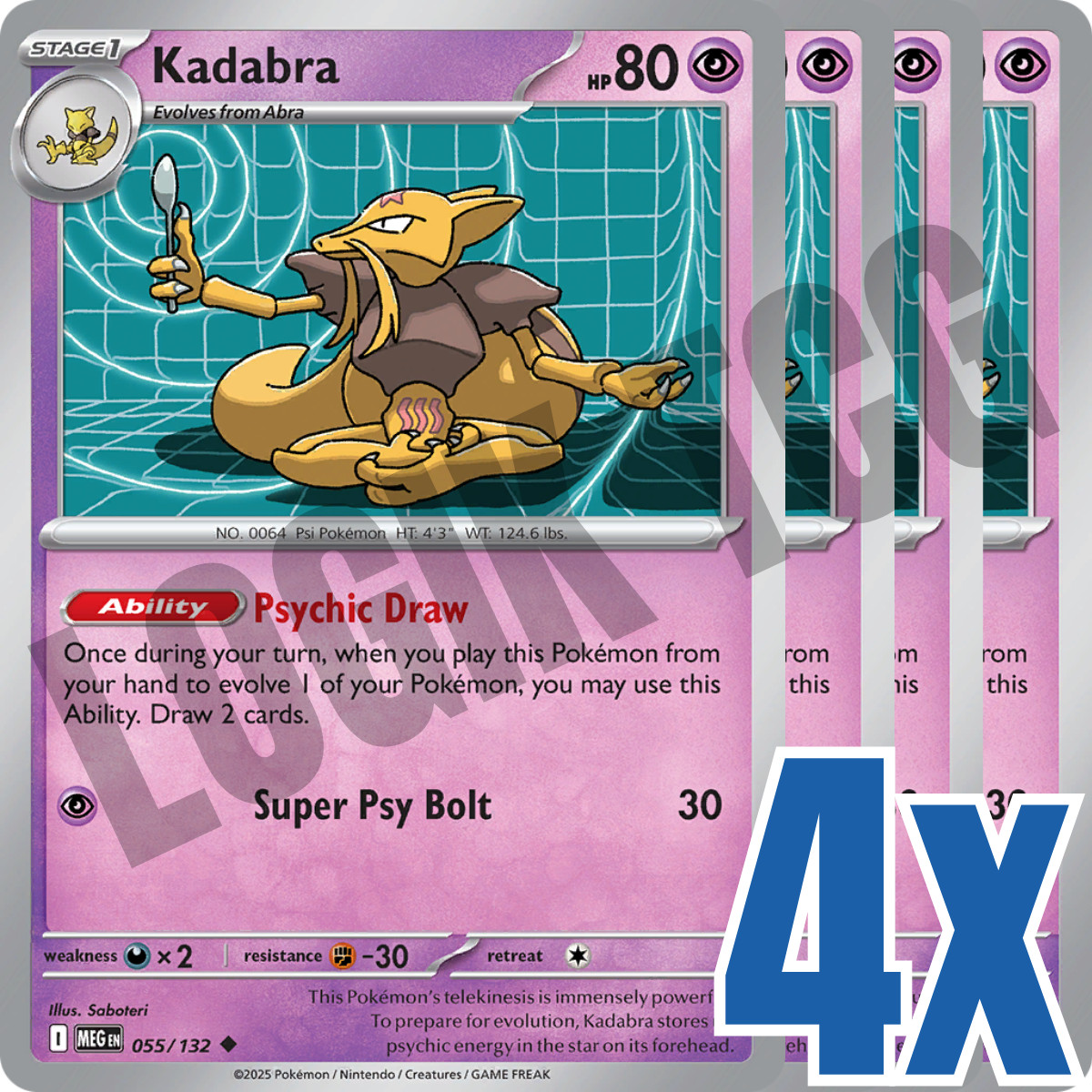4x Kadabra 055/132 x4 - Mega Evolutions - Pokemon TCG - Playset 4x Kadabra 055/132 x4 - Mega Evolutions - Pokemon TCG - Playset