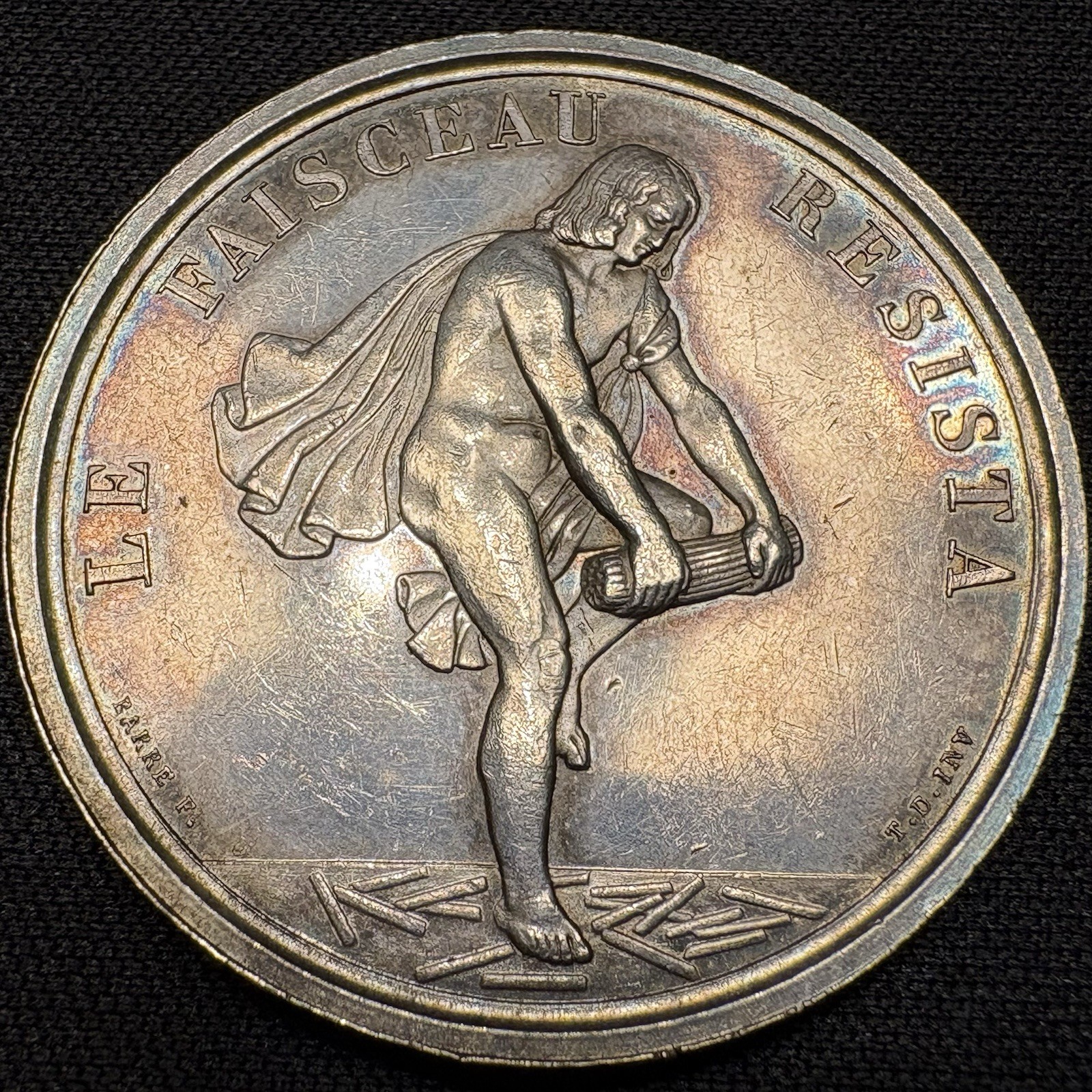 1838 France Silver Jeton Token 1800s Lyon Omnium Barre Rare 16g 