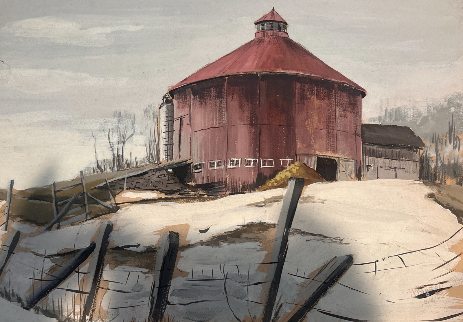 Original Alfonso Fugagli painting Meadville Pa. 1942
